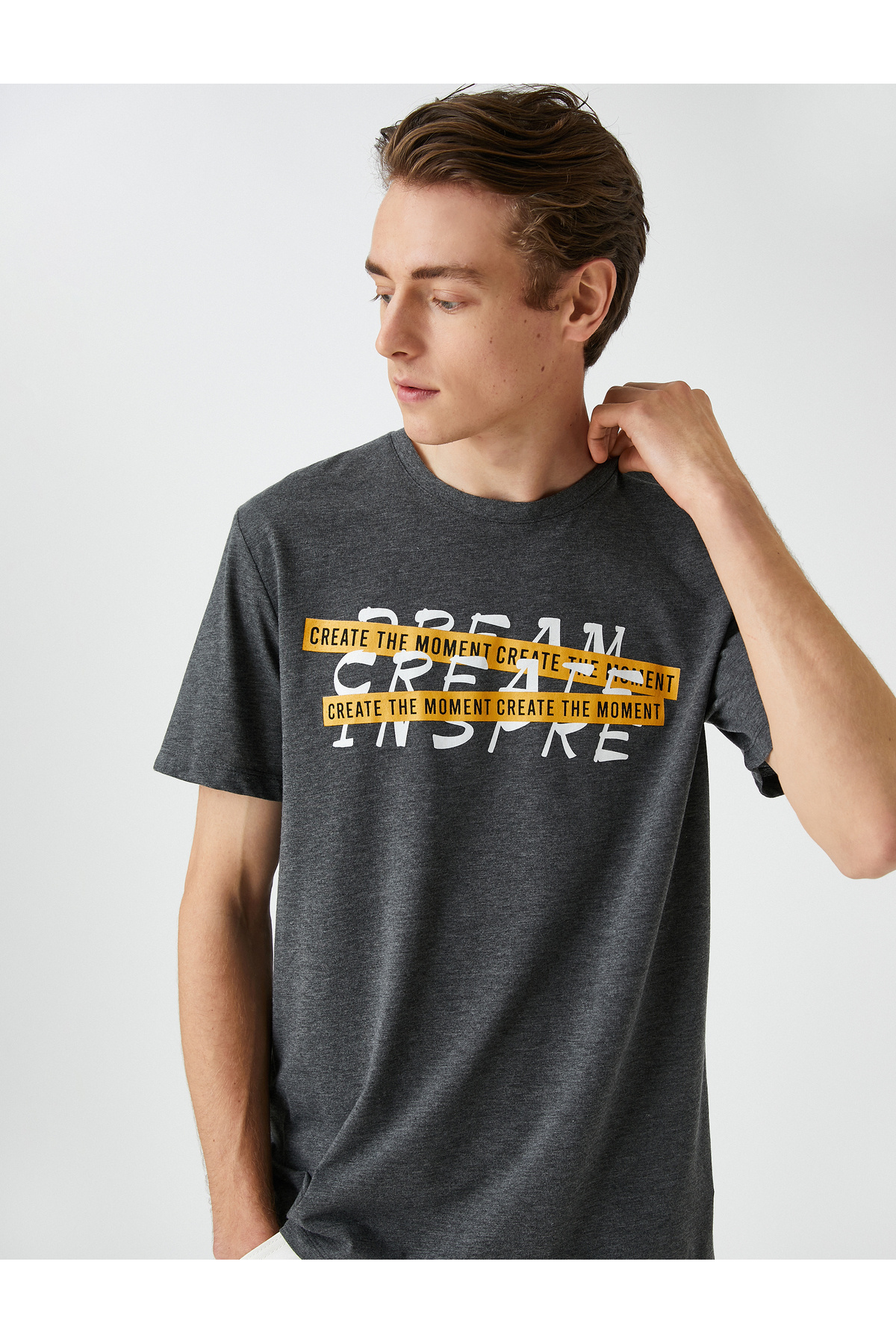 Koton-Slogan Printed T-Shirt Crew Neck Short Sleeve 2