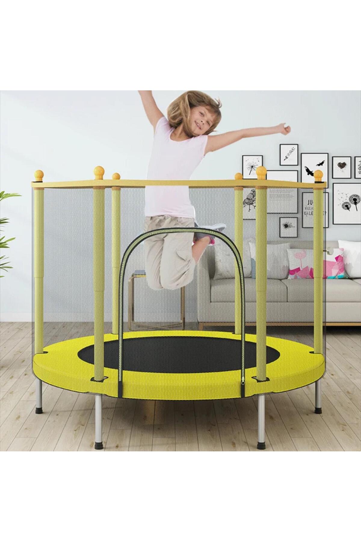 Large Size Trampoline with Mesh 140 Cm Diameter Yellow