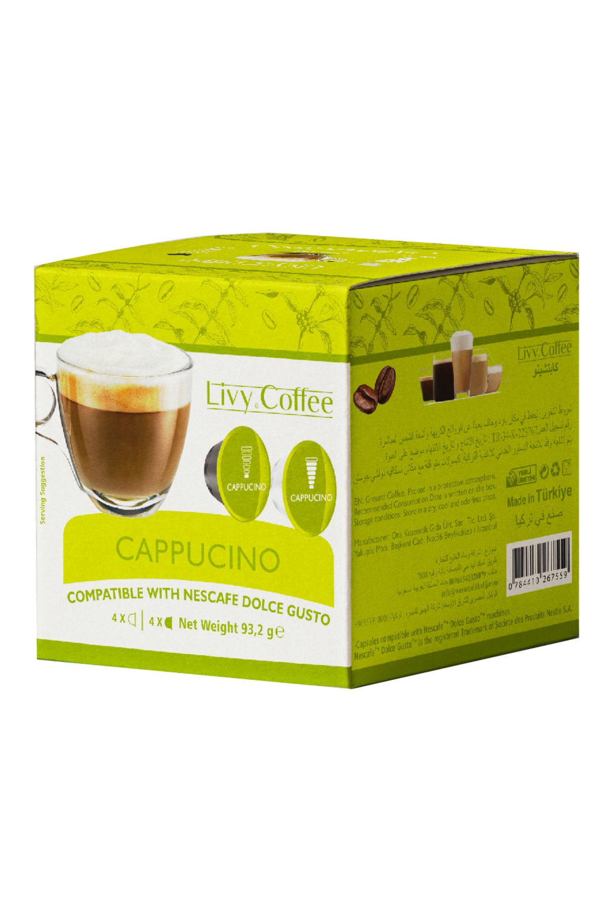 Livy Coffee Dolce Gusto, Uyumlu Cappucino Kapsül Kahve 8x8 16