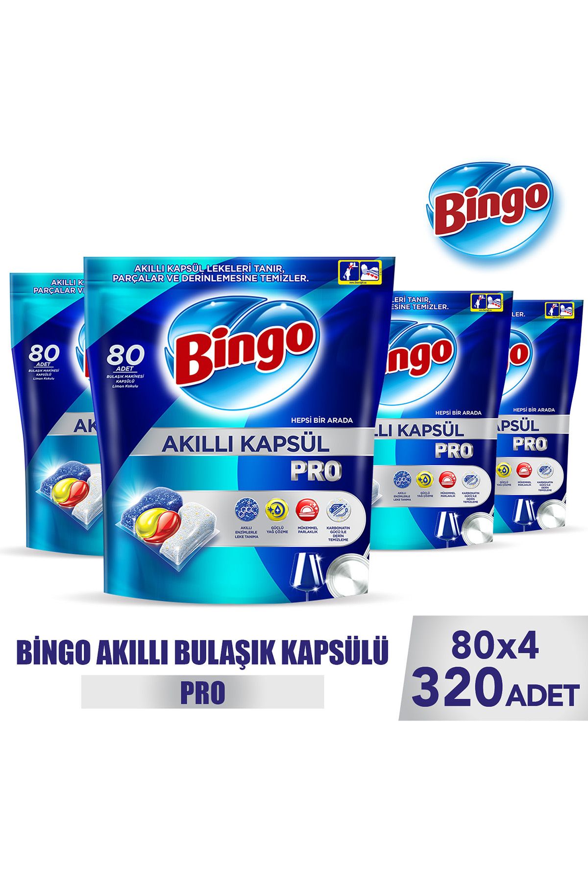 Bingo Akıllı Kapsül Pro Bulaşık Makinesi Deterjanı Tableti 320'li