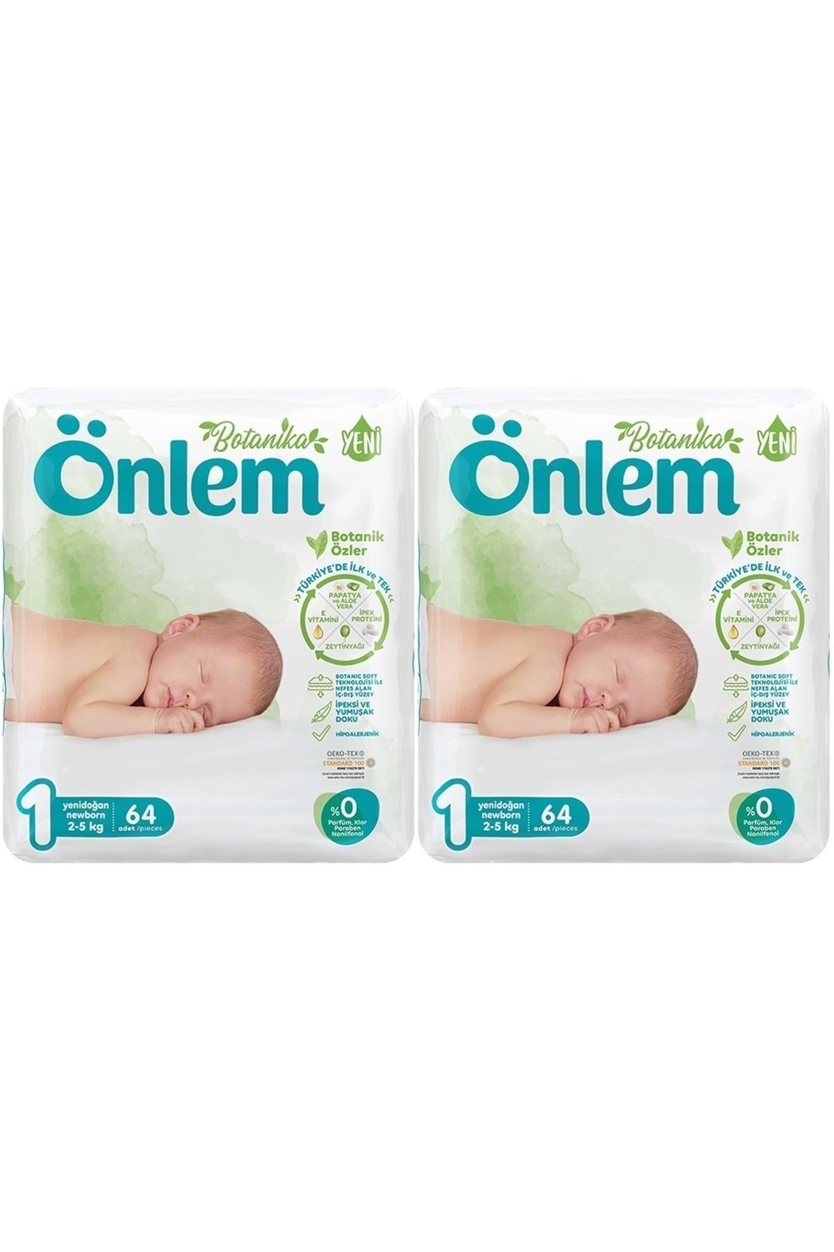 ÖNLEM Önlem Bebek Bezi Botanika Beden:1 (2-5Kg) Yenidoğan 128 Adet Süper Ekonomik Pk