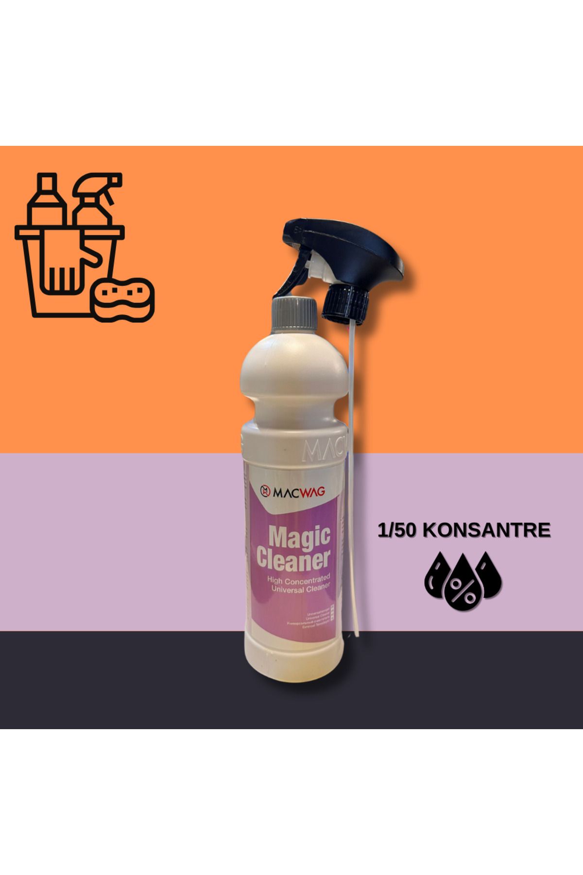 MACWAG Magic Cleaner Konsantre Detaylı Temizlik Kimyasalı 1/50 konsantre 1lt