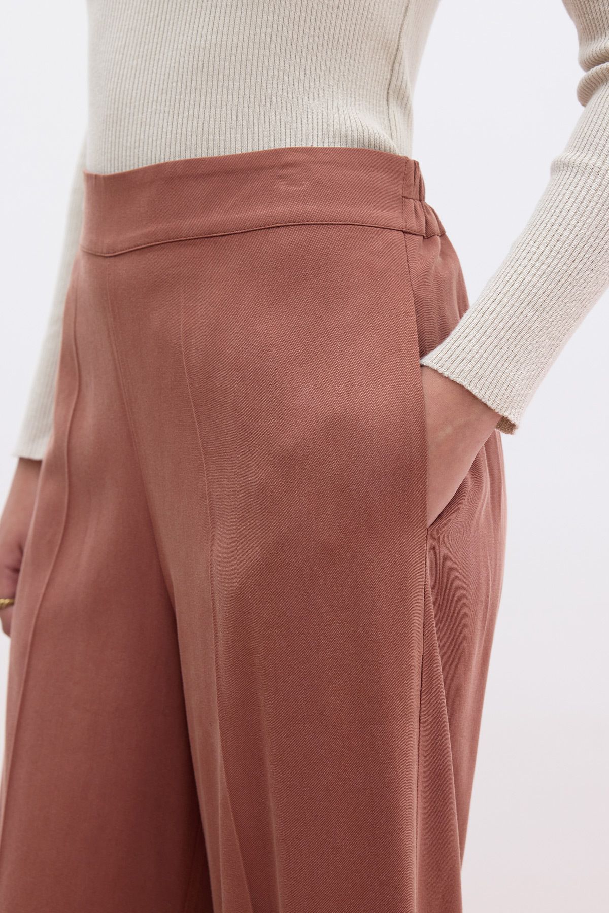 Manuka-Copper Colored Wide Leg Trousers 5