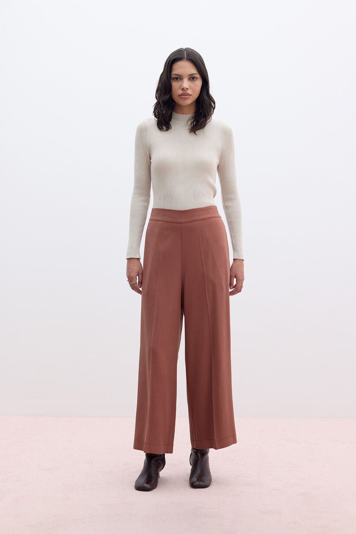 Manuka-Copper Colored Wide Leg Trousers 3