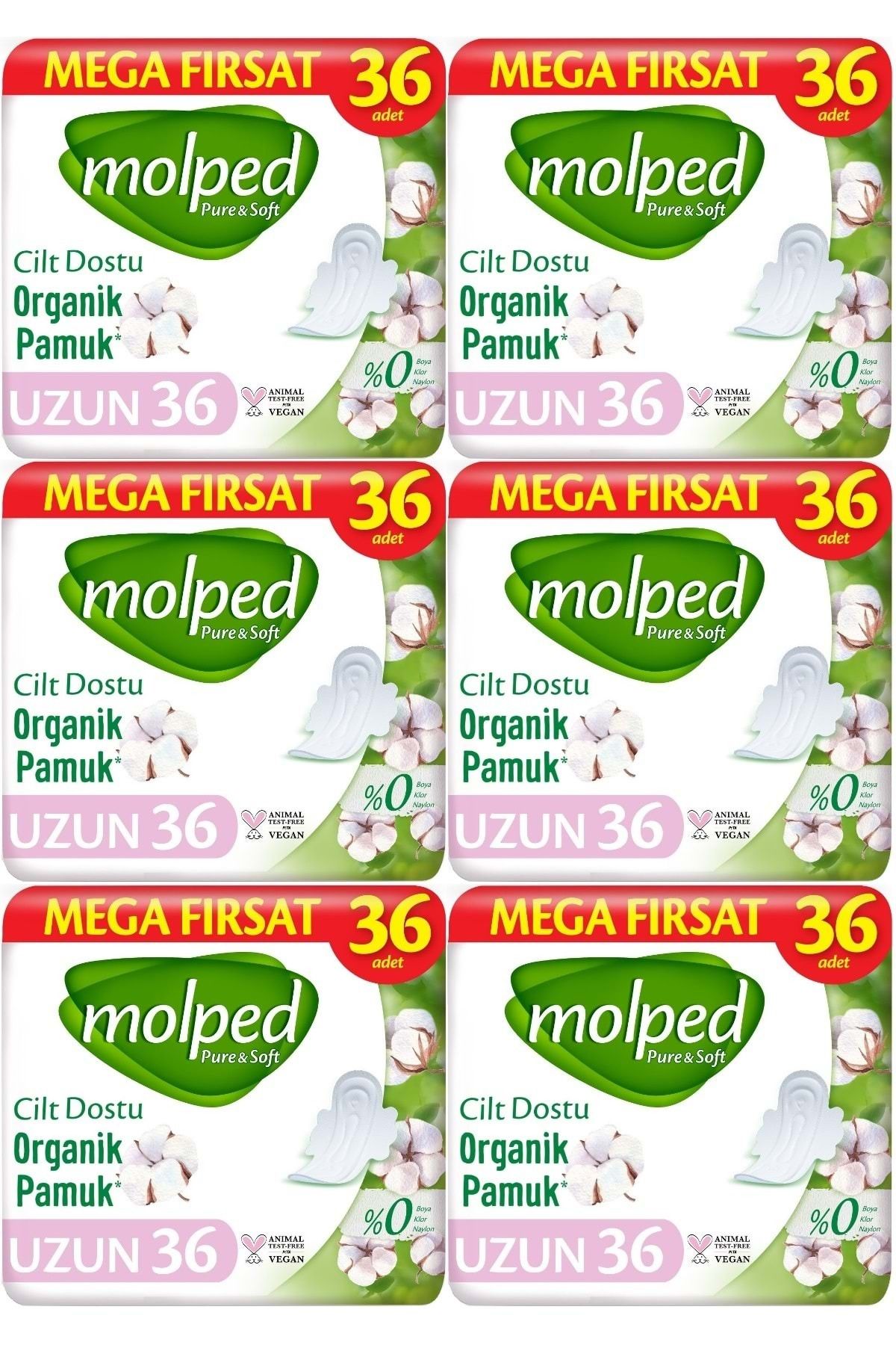 Molped Pure&Soft Hijyenik Ped Uzun 216 (6PK*36) Adet Mega Pk