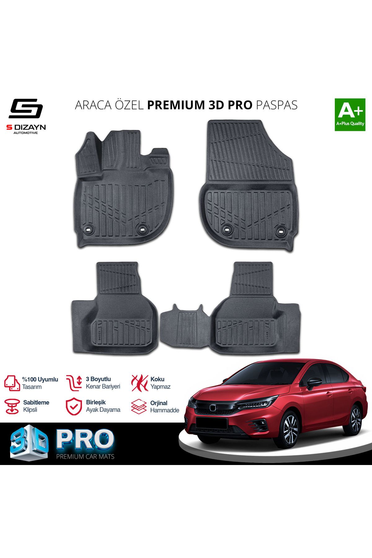 TREND Meka Part Honda City 3D Pro Havuzlu Paspas 2021 Üzeri A+ Kalite