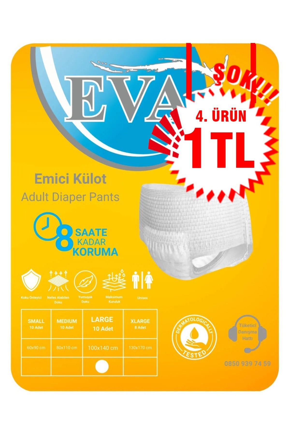 Evada Leather Eva 10lu Emici Külot Medium(80-110CM) Large(100-140CM) 1 Paket 10 Adet