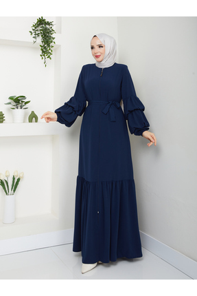 MODA ESRE FASHION Tesetür Giyim Medine Ipeği Balon Kol Eteği Büzgülü Ferace