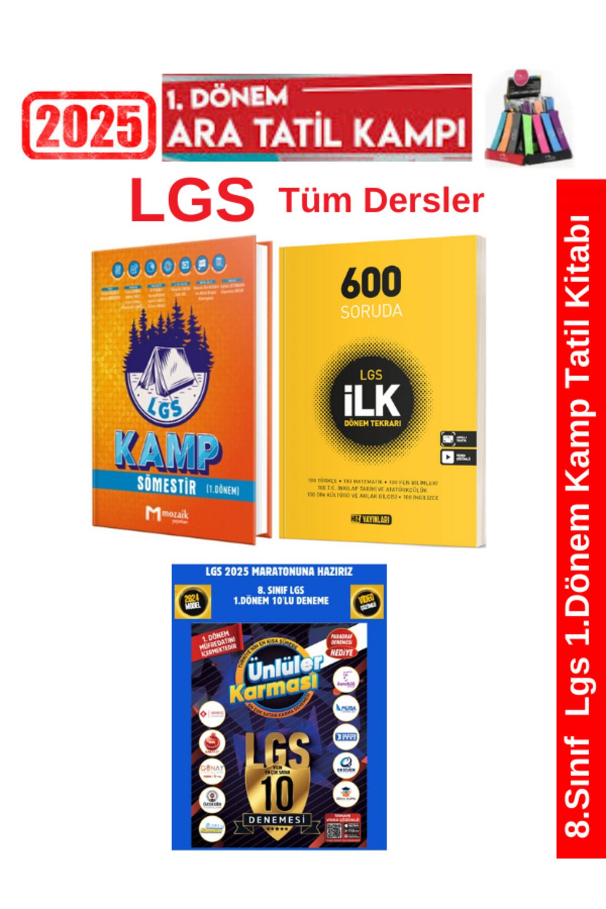 Marsis Yayınları Mozaik 8.Sınıf Lgs 1.Dönem Kamp Soru+Hız 600 Soruda 1.Dönem+Ünlüler 1.Dönem 10 Yayın Deneme