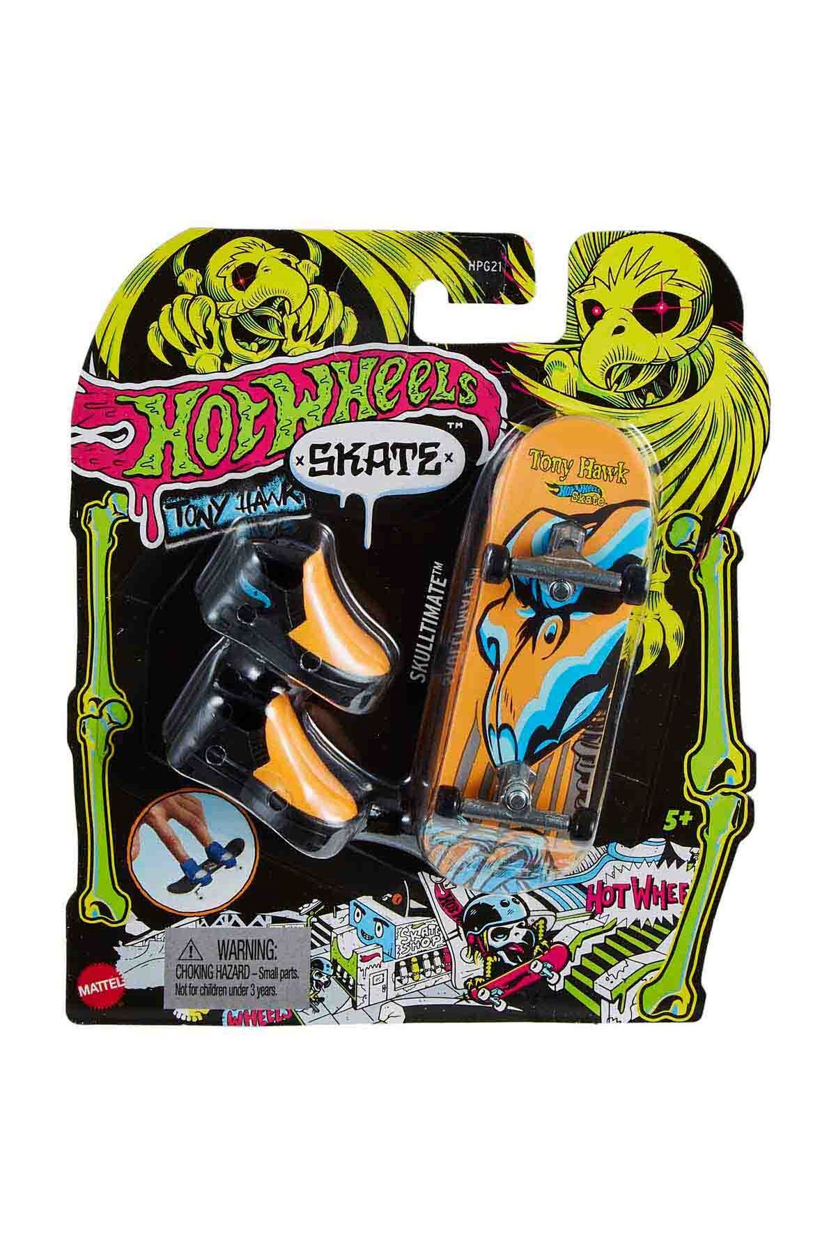 HOT WHEELS Skate Neon Temalı Parmak Kaykay ve Ayakkabı Paketi Skulltimate HPG25