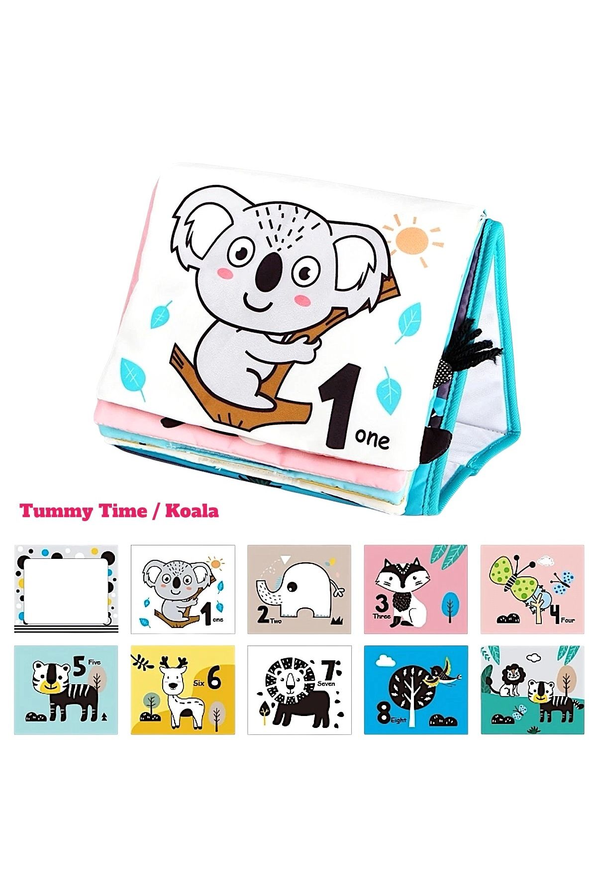 ela777 Tummy Time Hışırtılı Yumuşak Bez Aktivite Kitabı - Koala