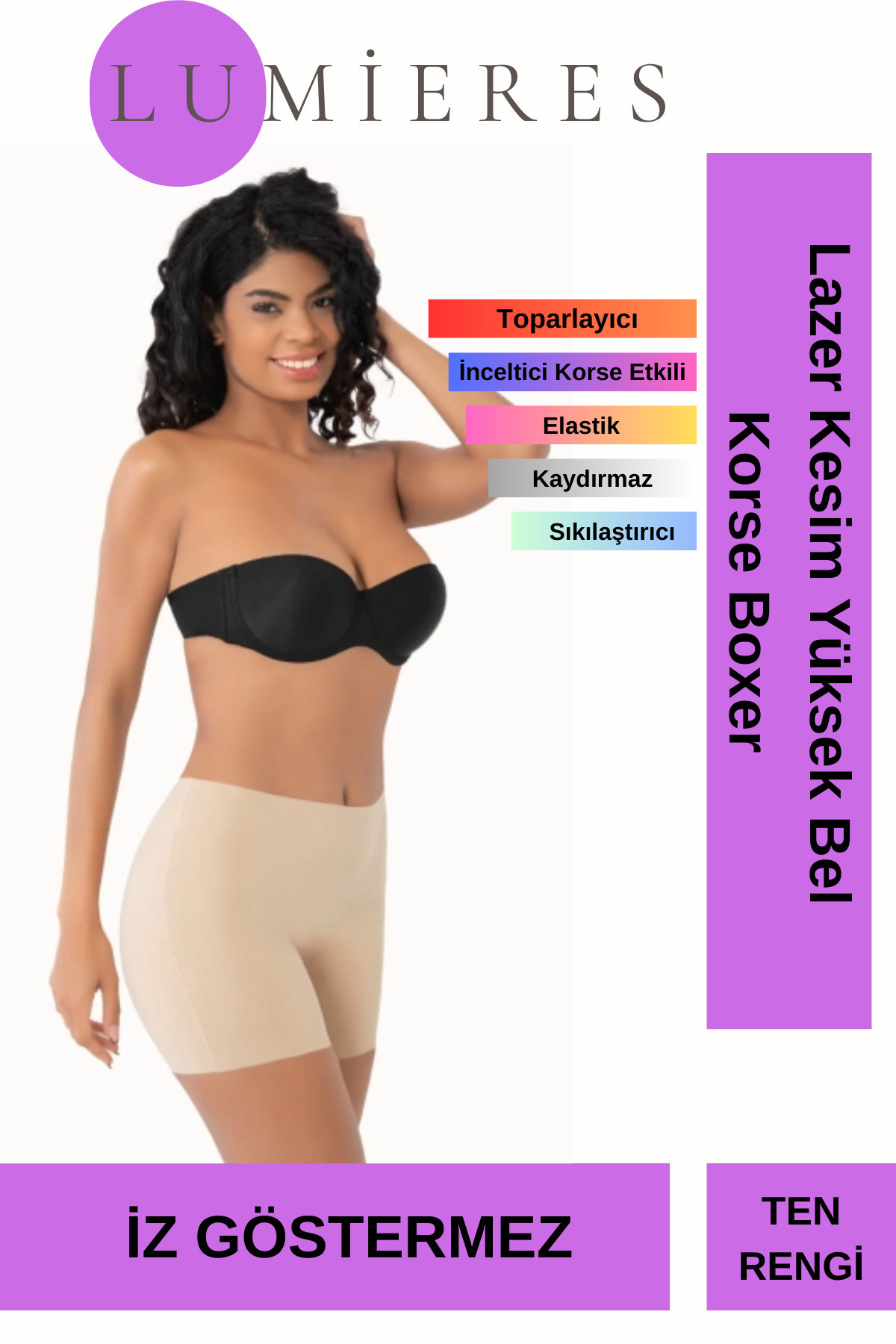 Lumieres Yüksek Kalite İz Göstermeyen Toparlayıcı Sıkılaştırıcı Lazer Kesim Yüksek Bel Korse Boxer