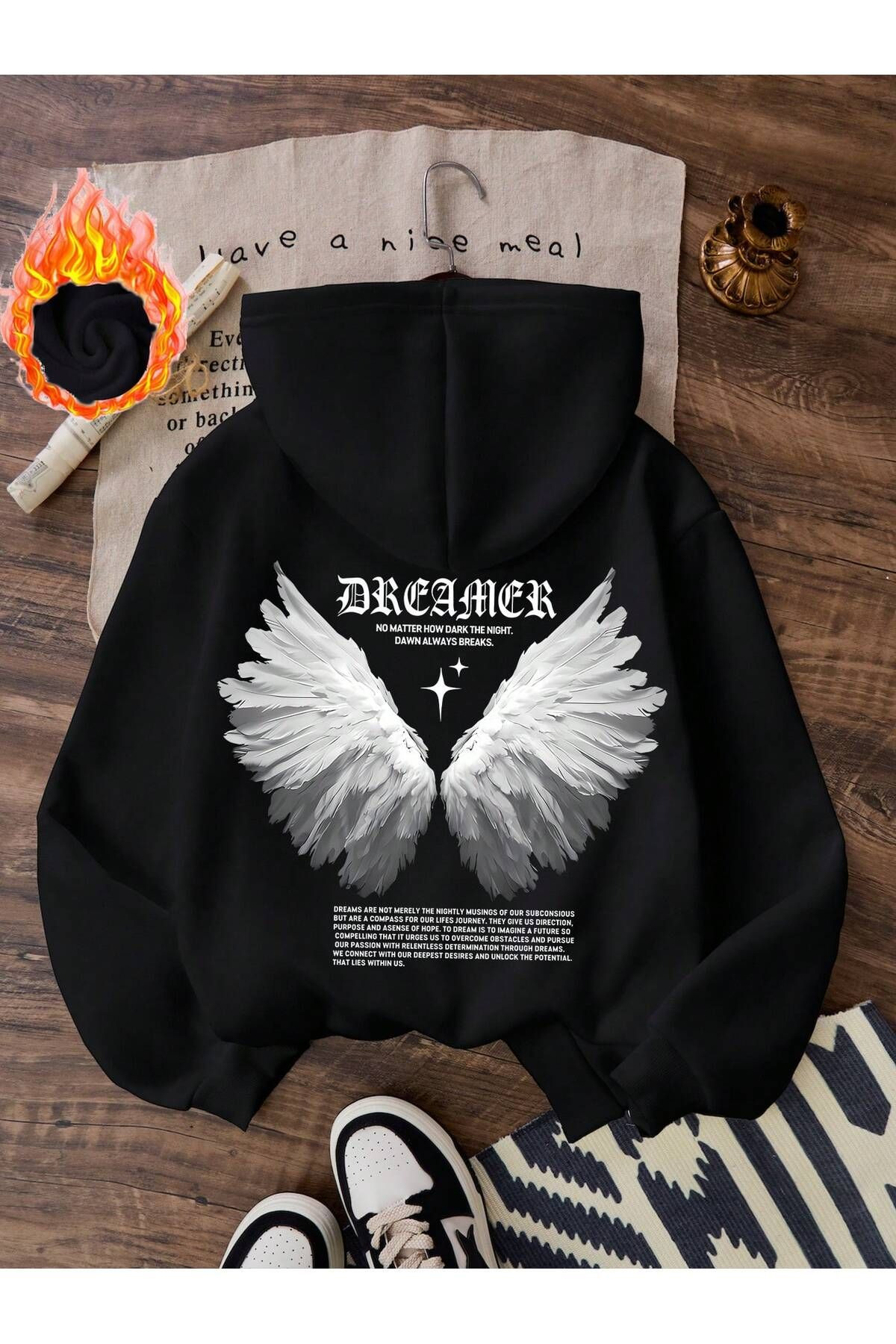 هودي أسود مطبوع