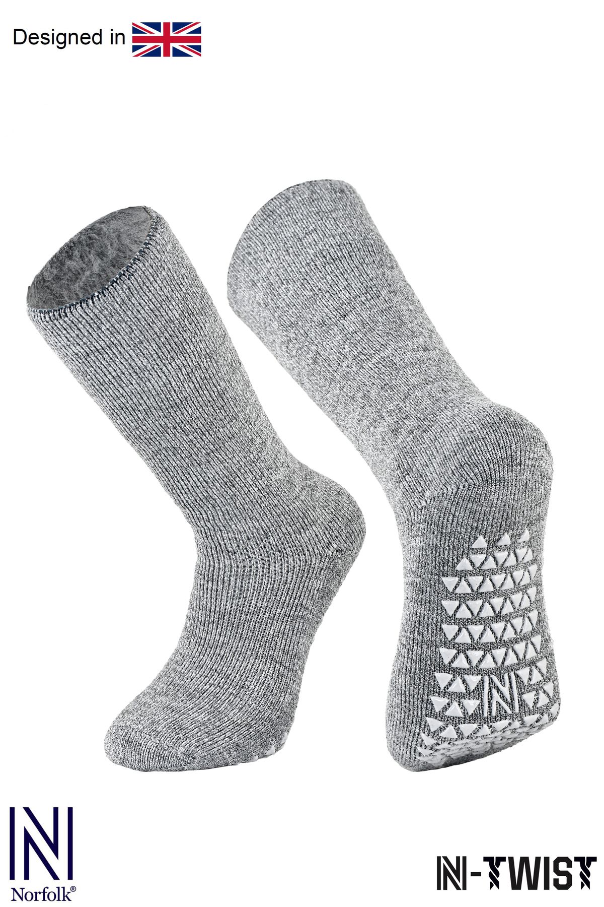 NORFOLK Șosete De Acasă Antibacteriene Gri - Talpă Anti-alunecare, Înălțată, Pachet 1 Pereche Unisex - 39–42
