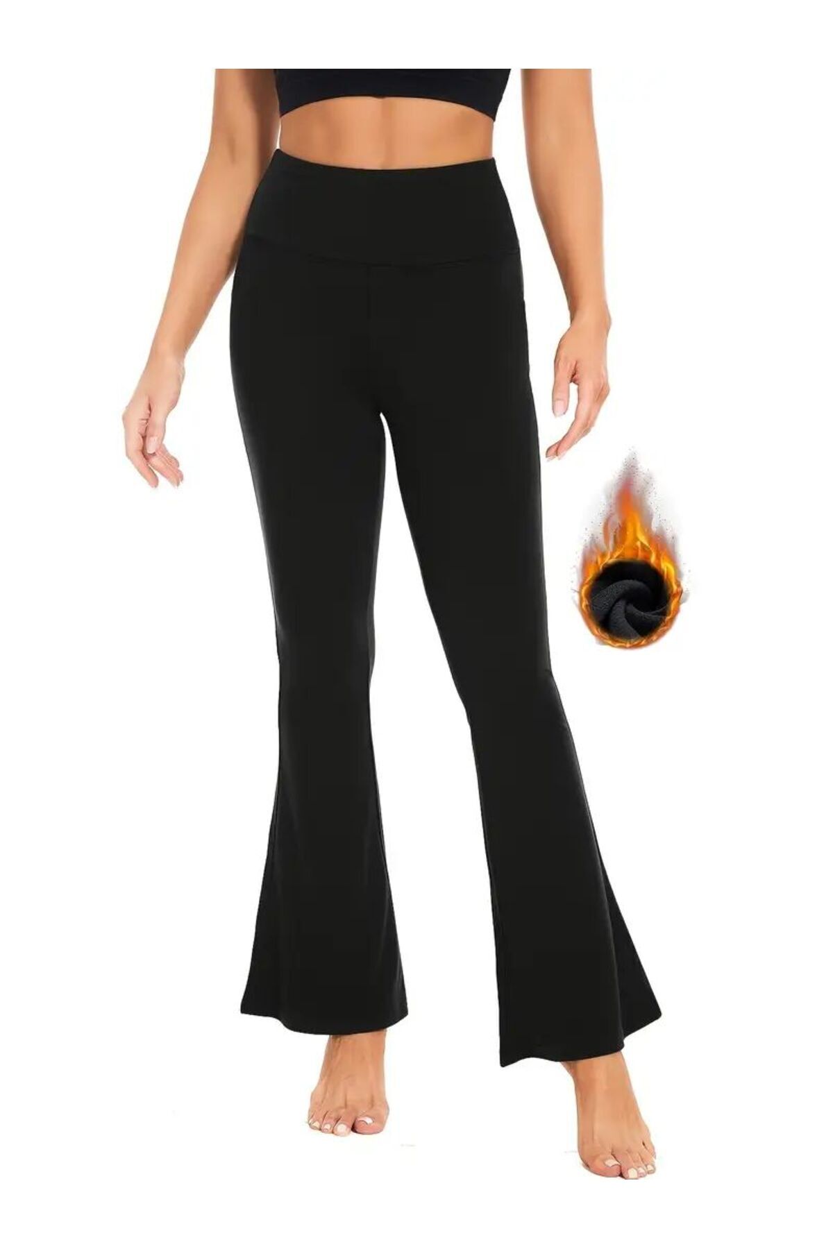 segiza Γυναικείο χειμερινό φλις εσωτερικά μαύρο ψηλόμεσο ισπανικό κολάν ποδιών