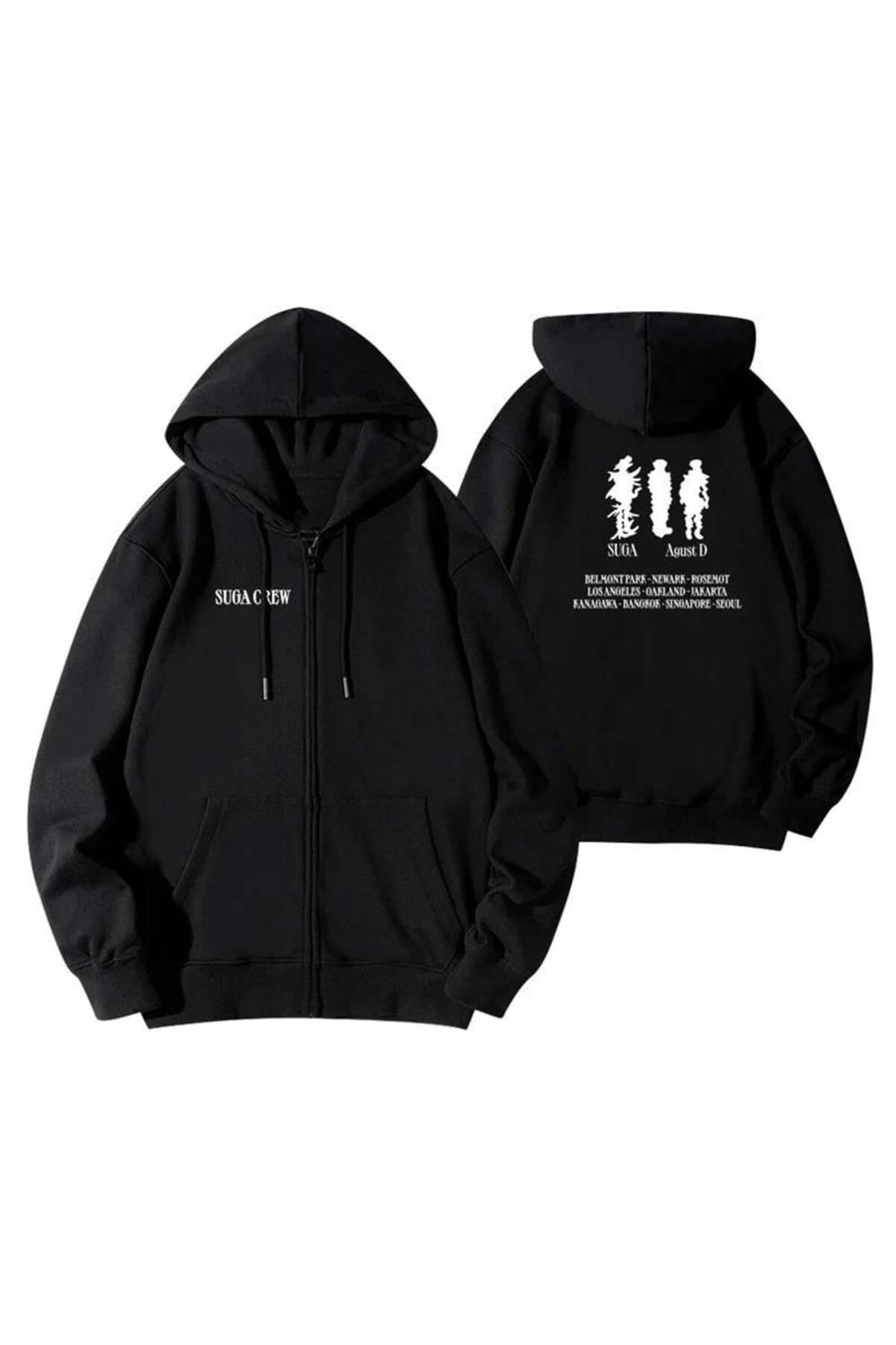 Touz Moda-K-Pop Bts Suga August D Tour Streetwear Zip-Up Sweatshirt Hoodie 3