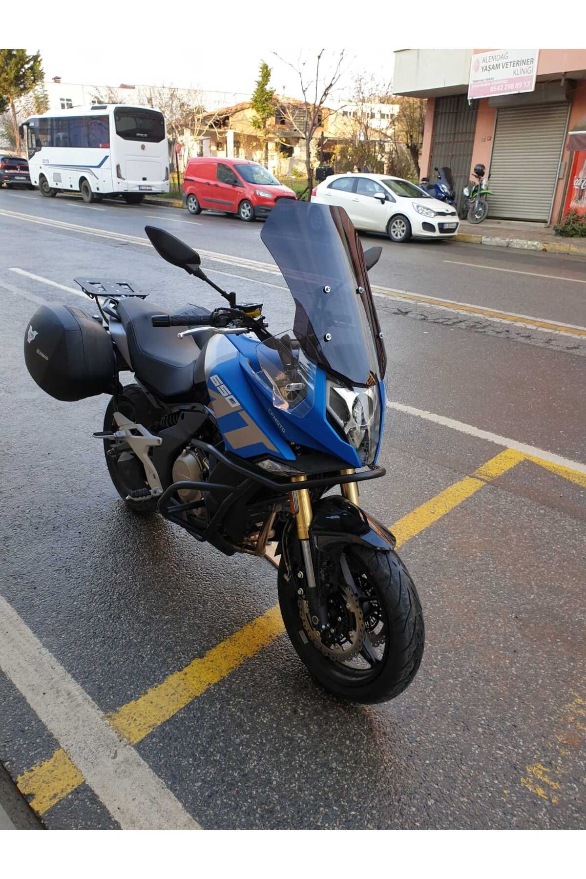 CF MOTO 650 MT Siperlik Ön Cam 2025 Model 56cm siyah Renkli 4mm UZUN CAM