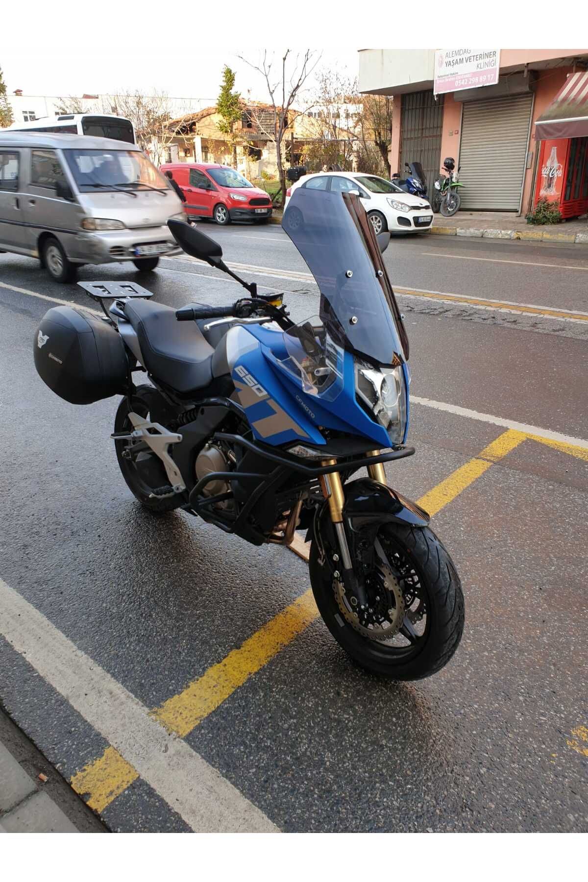 CF MOTO 650 MT Siperlik Ön Cam 2025 Model 56cm siyah Renkli 4mm UZUN CAM