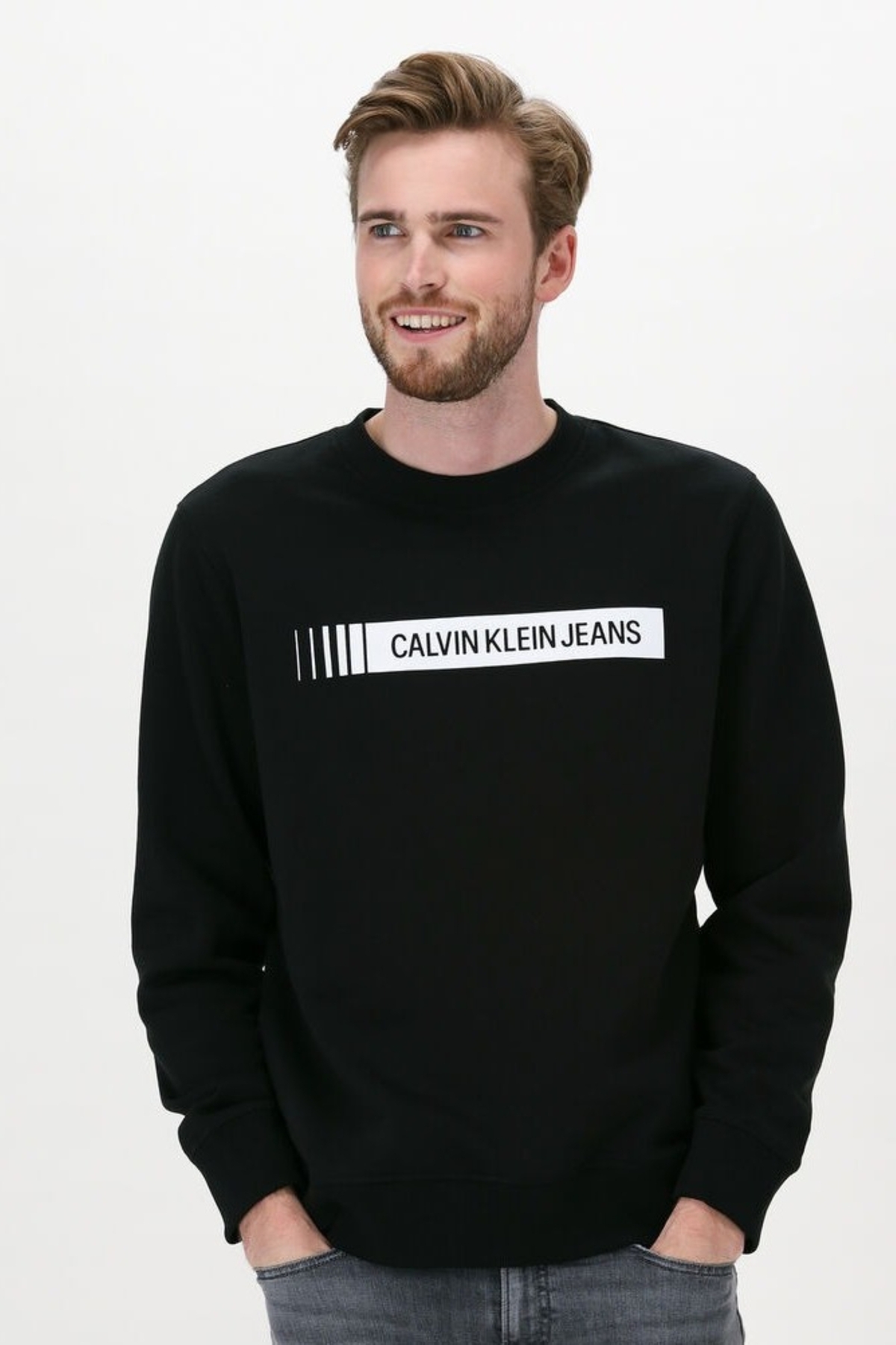 کلوین کلاین سویشرت مشکی مردانه مدل Institutional Box