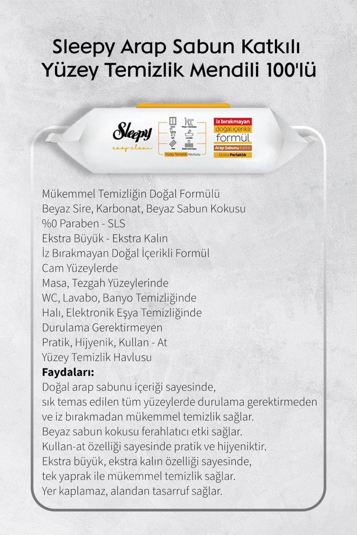 Sleepy Arap ve Beyaz Sabun Katkılı 100'lü, Kireç Sökücü 30'lu Temizlik Havlusu ve Rosie Hediye fotoğrafı 2 (önizleme)