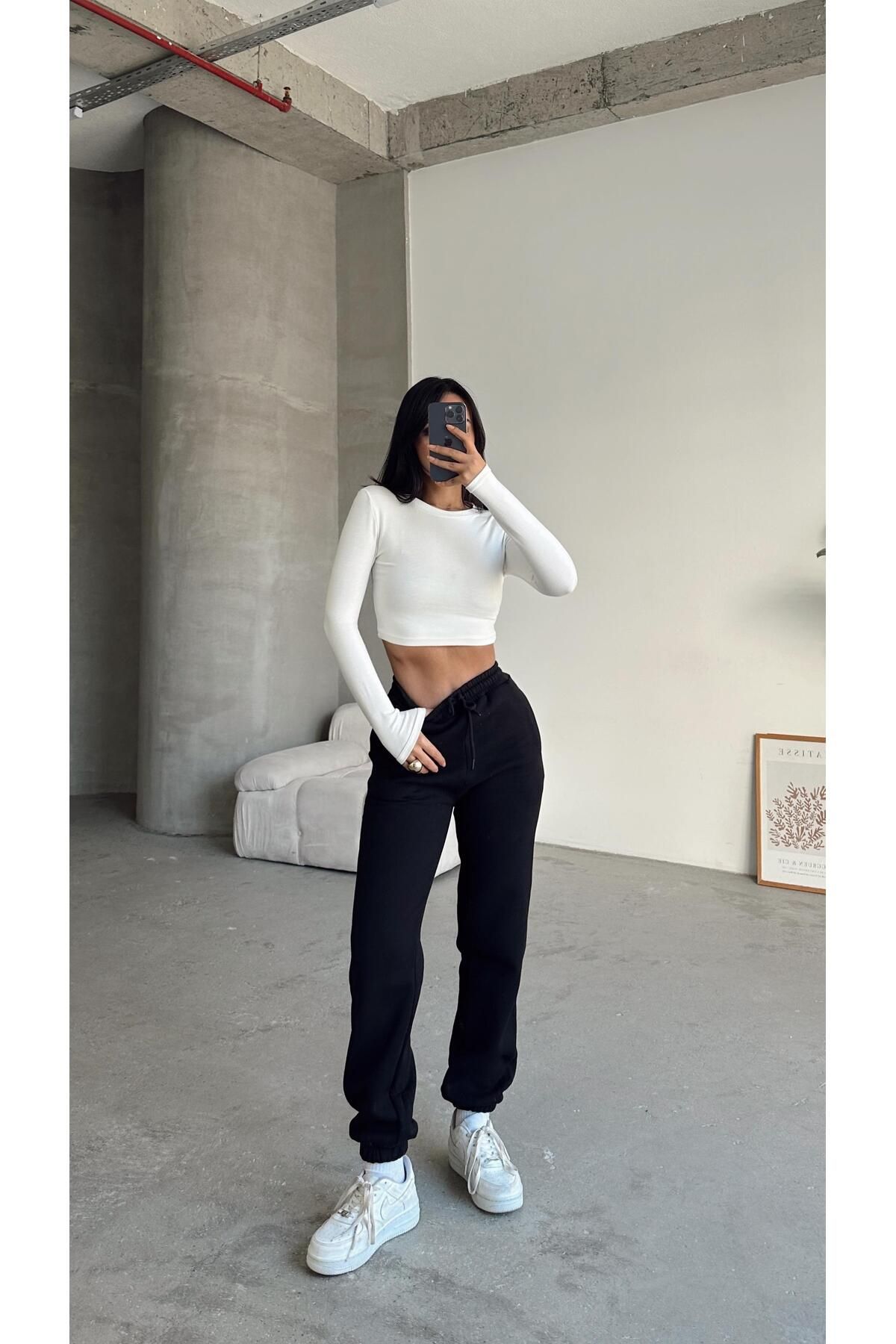 mydukkan.co Pantaloni De Sport Negri Jogger - Talie Elastică Femeie - M