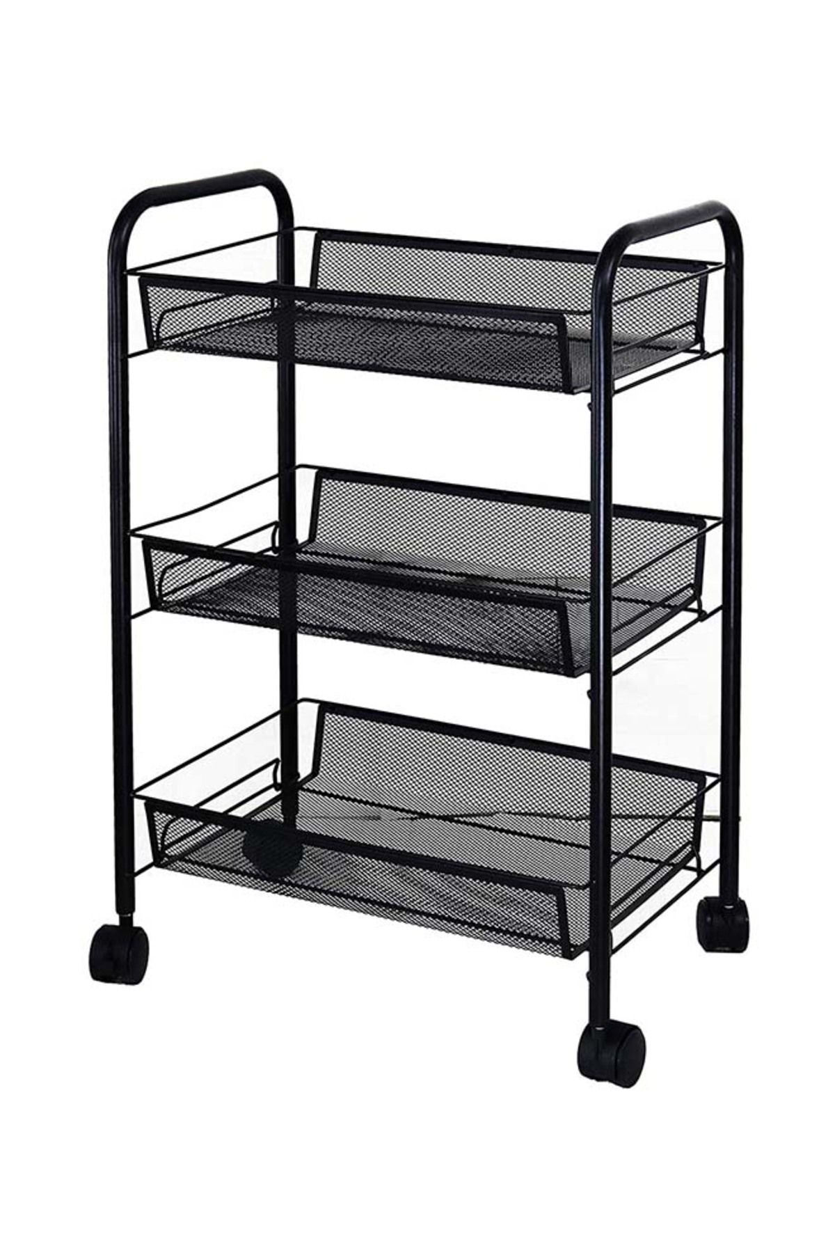 ALMUFARREJ-3-Tier Mesh Wire Rolling Cart 2