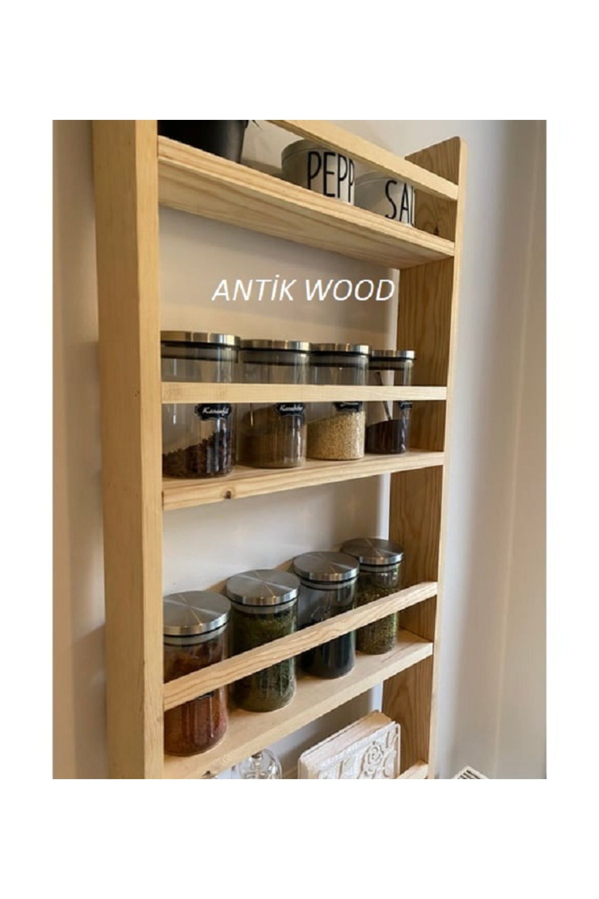 Antikwood Natural spice stand 100*50 baharatlık mutfak rafı