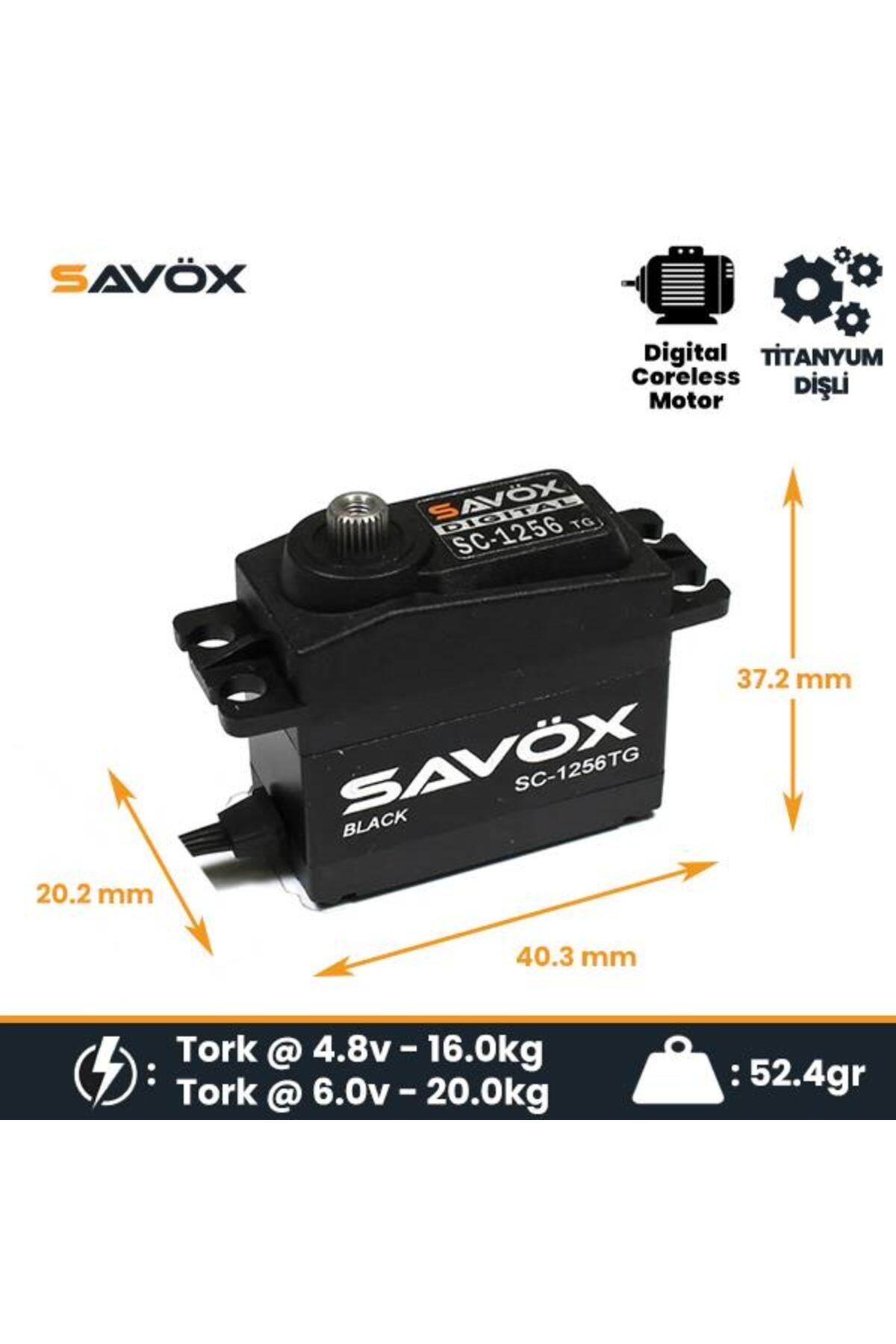 Savöx Savox SC1256TG-BE Black Edition Digital Servo Coreless Motor High Voltage Titanium Dişli