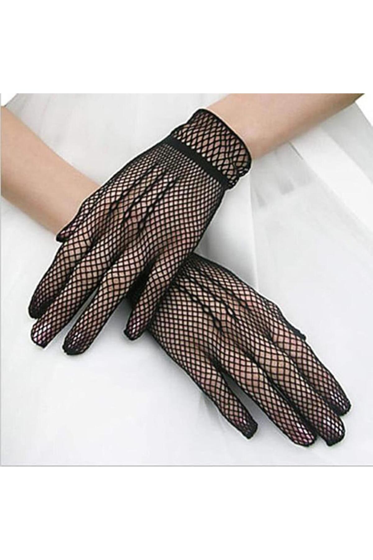 دستکش‌های تور انگشت‌دار نسس‌ورلد، لی‌کرا مش، رنگ مشکی، سایز بزرگسال