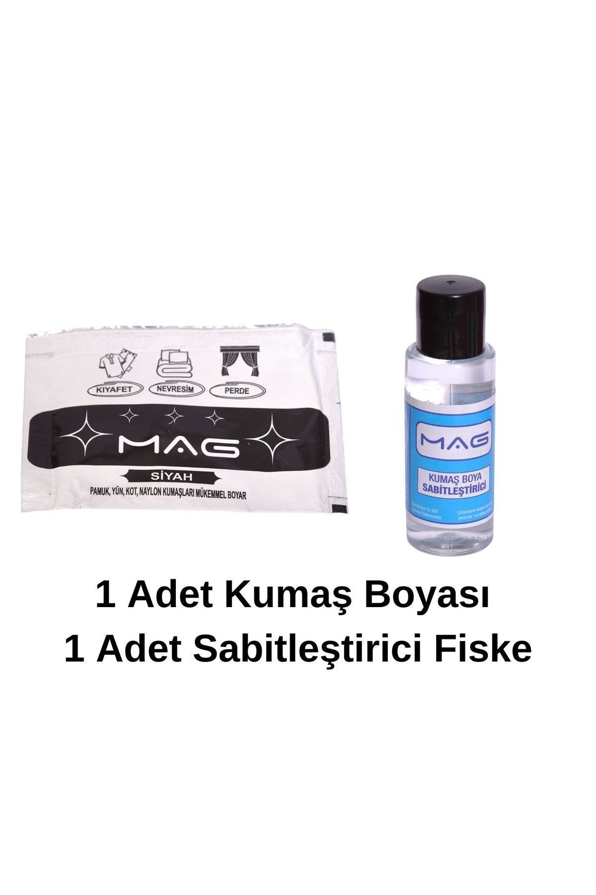 Mag Shoes Care Kumaş Boyası Siyah 1 Paket + 1 Paket Sabitleştirici Fiske