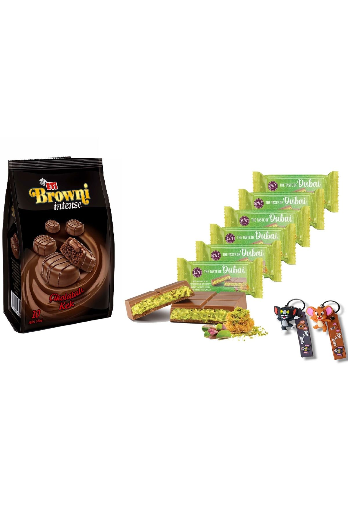 Eti BROWNİ İNTENSE MİNİÇİKOLATALI KEK 160 GR VE ELİT DUBAİ ÇİKOLATASI 90GRX6 ADET