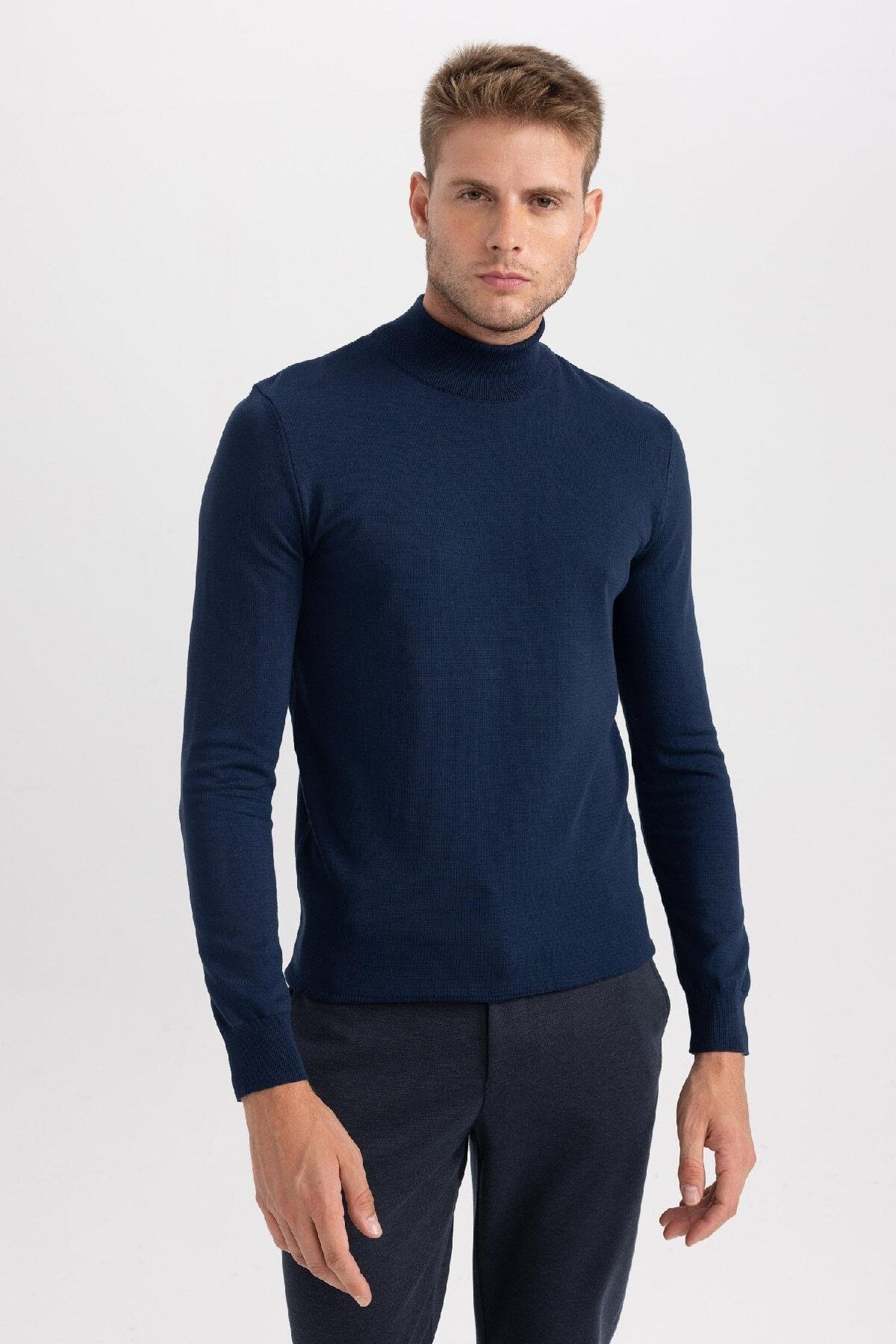 DeFacto-Regular Fit Half Turtleneck Basic Plain Strickpullover A5282ax23au 4
