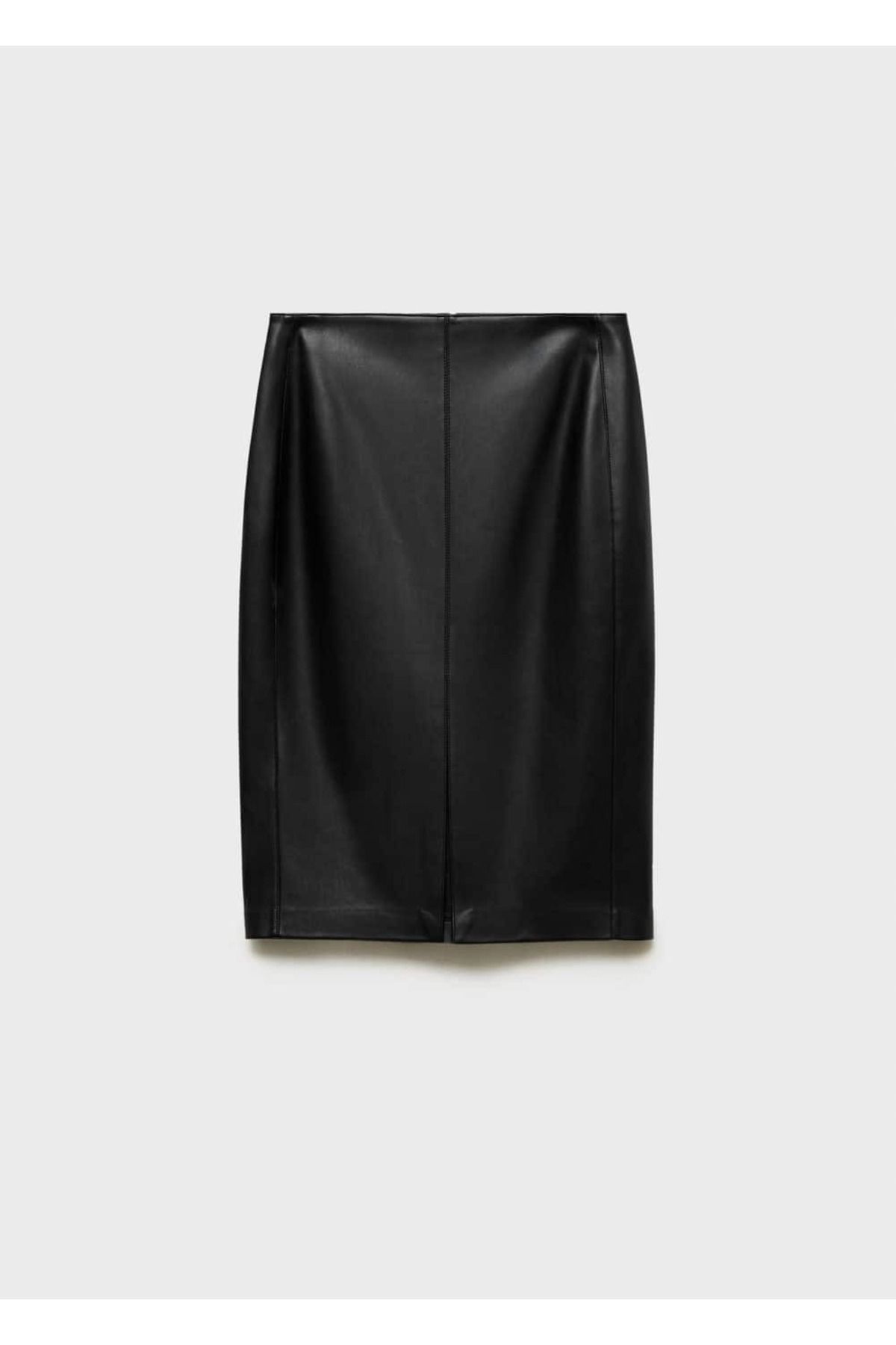 MANGO Woman-Leather look pencil skirt 3