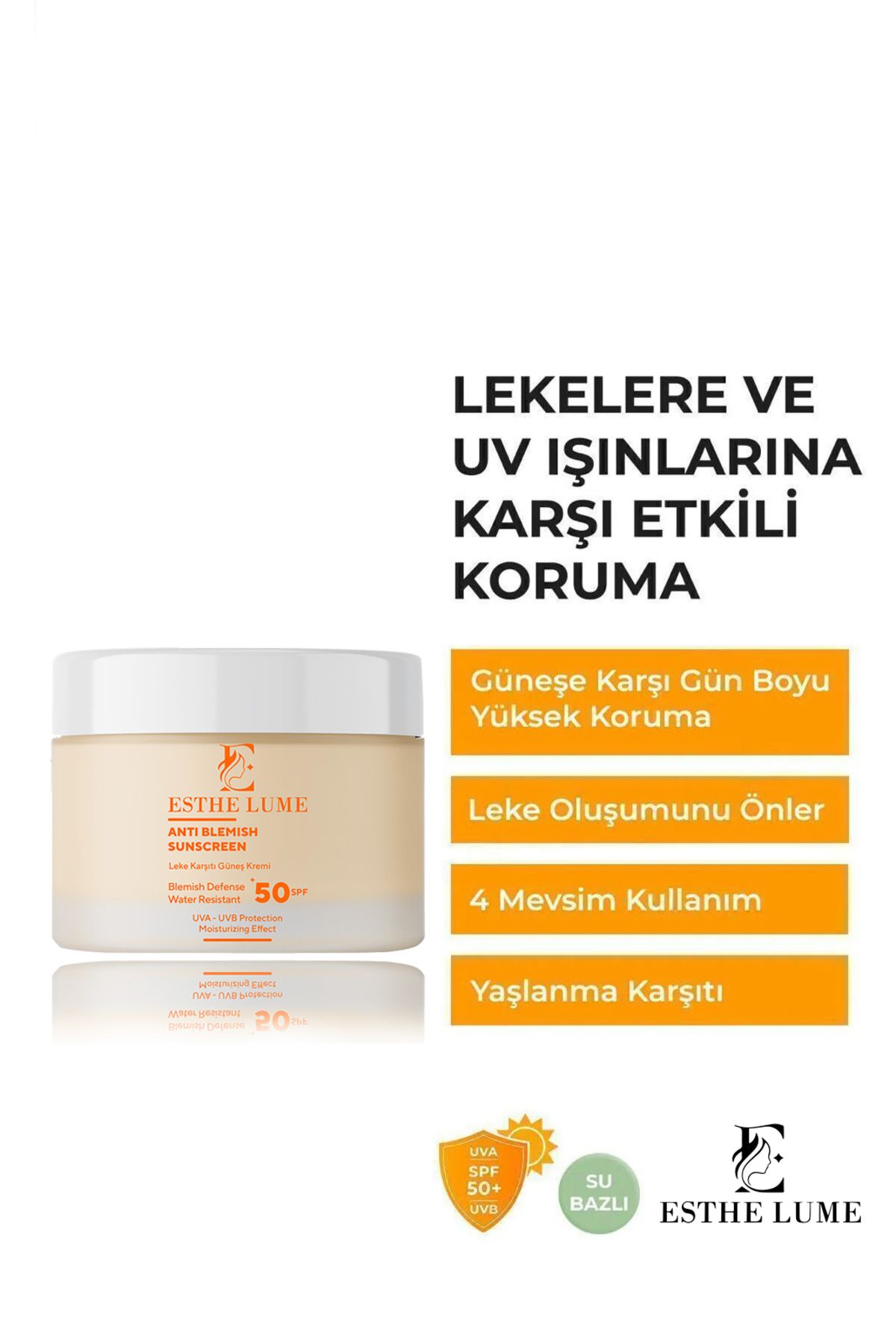 کرم ضدآفتاب صورت E ESTHE LUME SPF 50 ضد لک 50 میلی لیتر برای پوست های نرمال و خشک