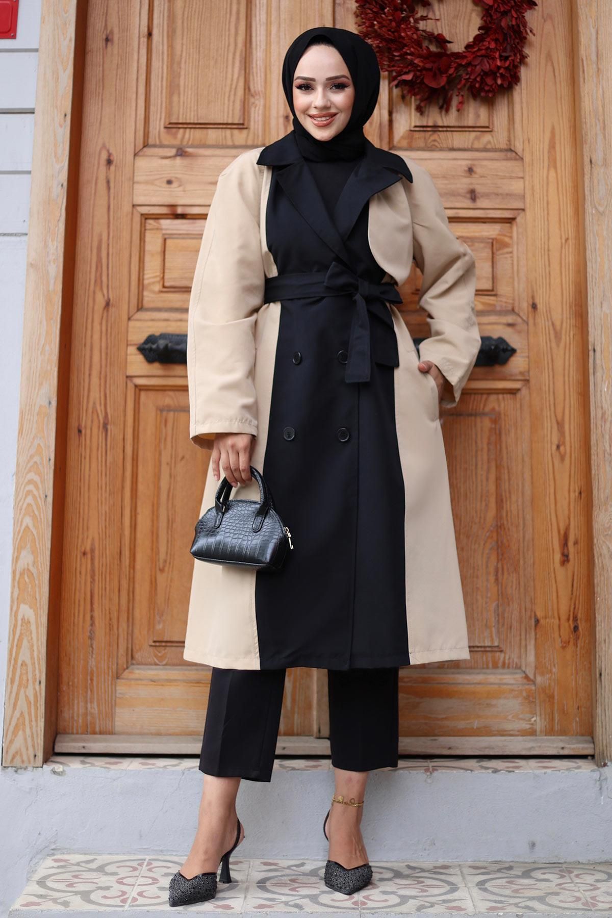 Herita-Trenchcoat mit Knopfleiste vorn und Verzierung - UK 3