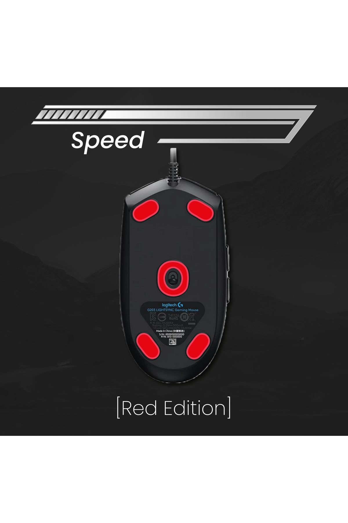 Beast eSpor (Logi) G203 - G102 Mouse Skate (Red Edition) %100 PTFE