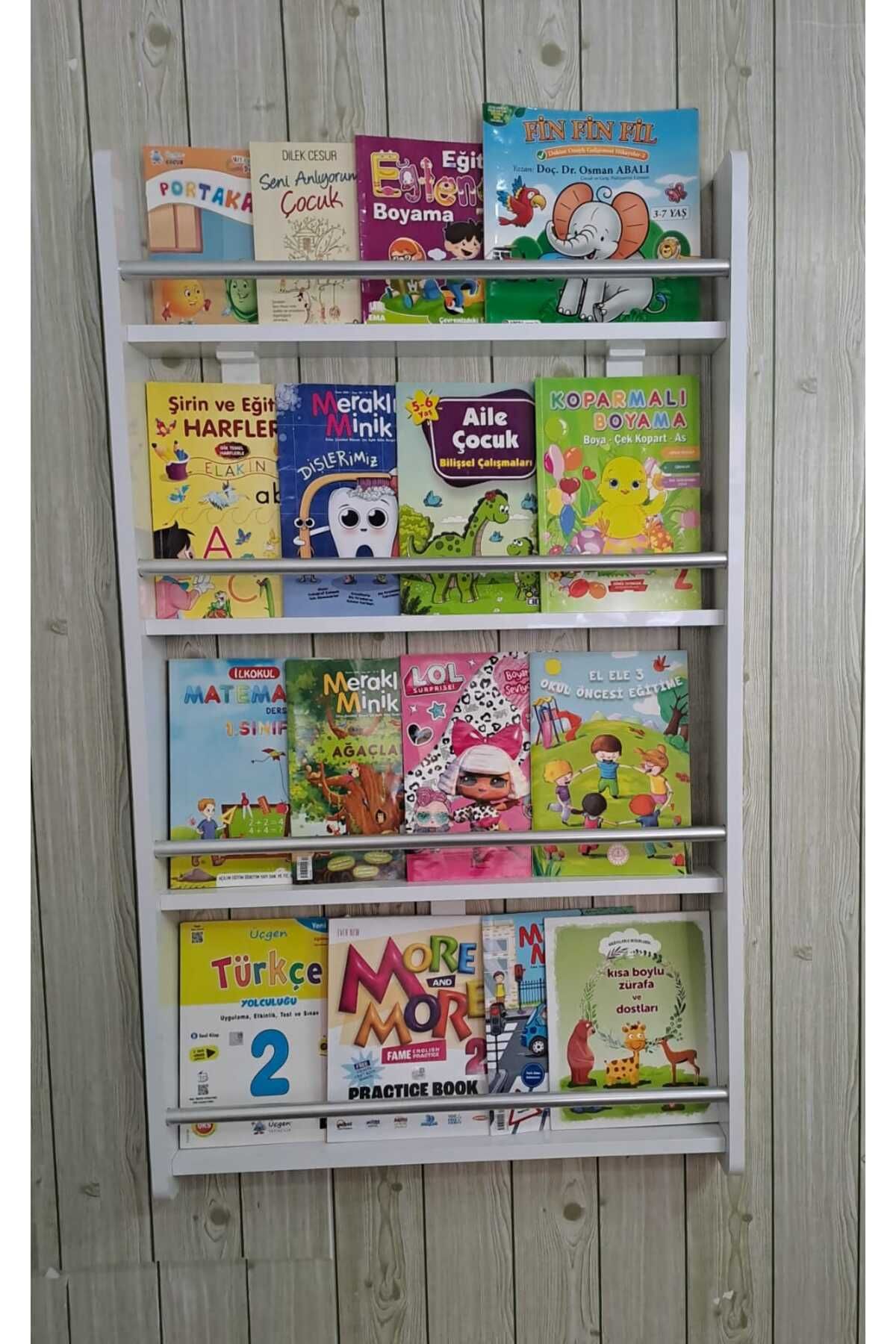 BRR STORE BERRA Serisi 4 Raflı Montessori Kitaplık- Çocuk Odası Kitaplık 4 Raflı Kitaplık