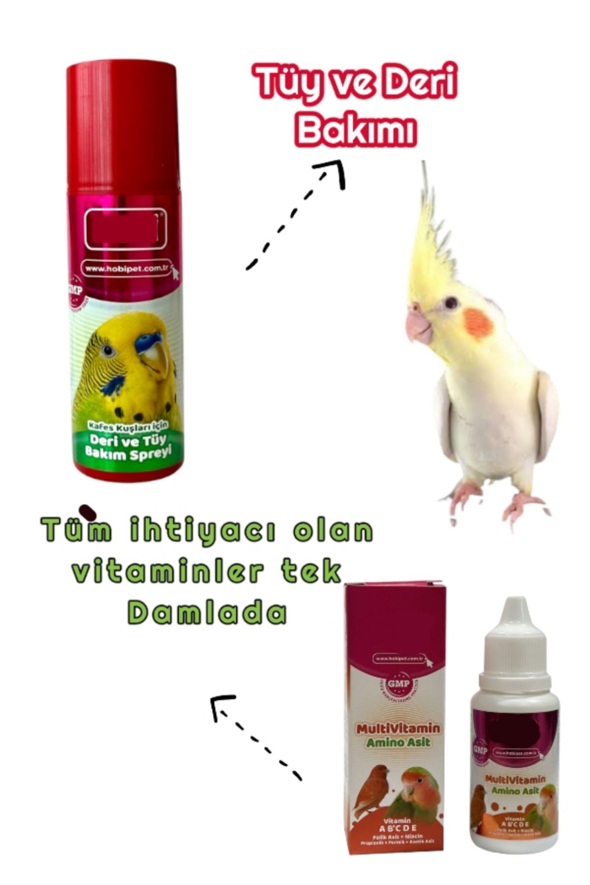 ozzipetshop Kuşlar için Tüy Bakim Spreyi ( Bit Tahriş Giderici )+ Tüm İhtiyacı Olan Vitaminler