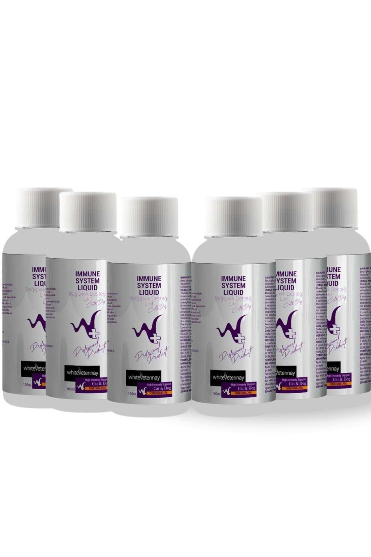 WhiteVeterinay Immune System Liquid Cat&Dog 100 ML Kedi ve Köpekler için Bağışıklık Desteği 6'lı