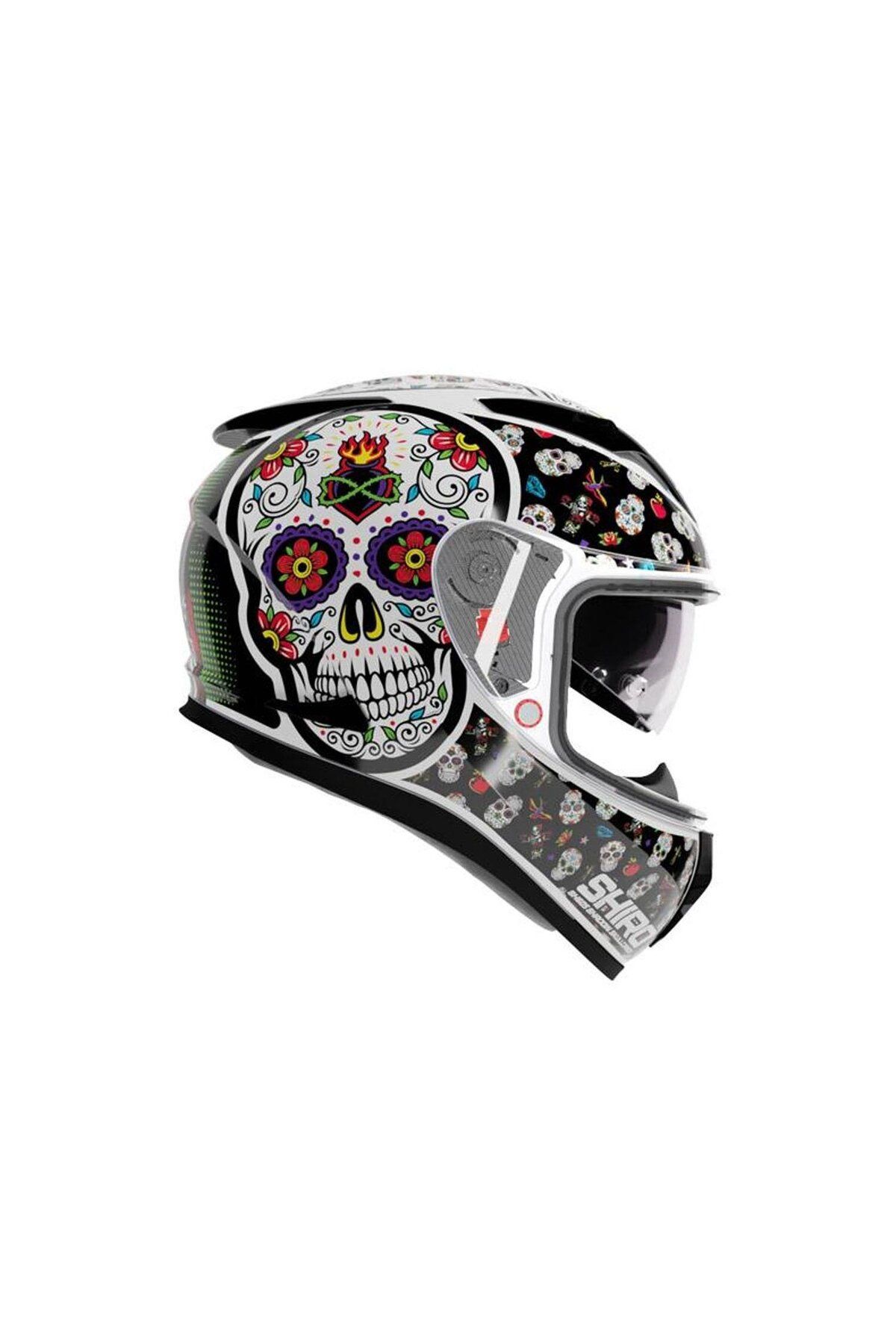 Shiro Sh-605 Sv Skull Candy Full Face Motosiklet Kaskı Iridium Vizör