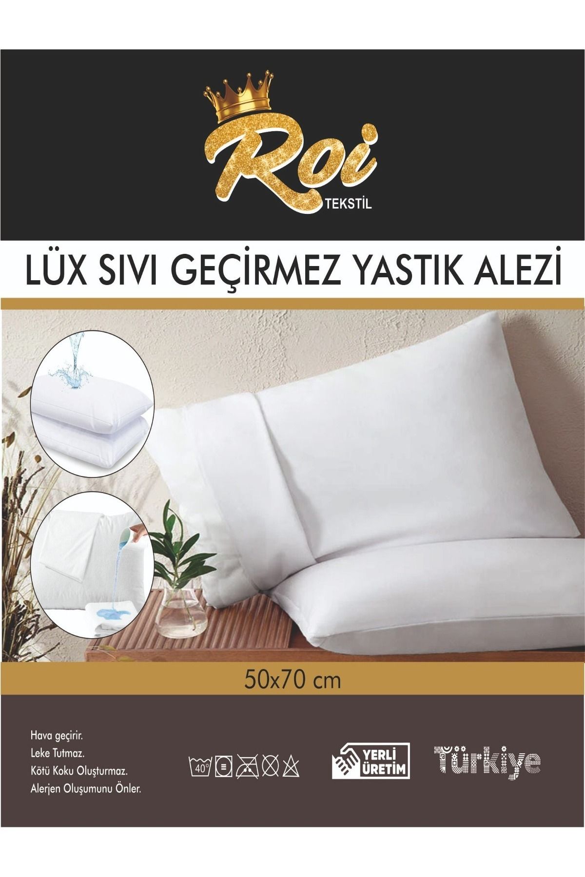 Roi Tekstil 10'lu Ter Kir Sıvı Geçirmez Koruyucu Kapitoneli Fermuarlı Lüx Yastık Alezi