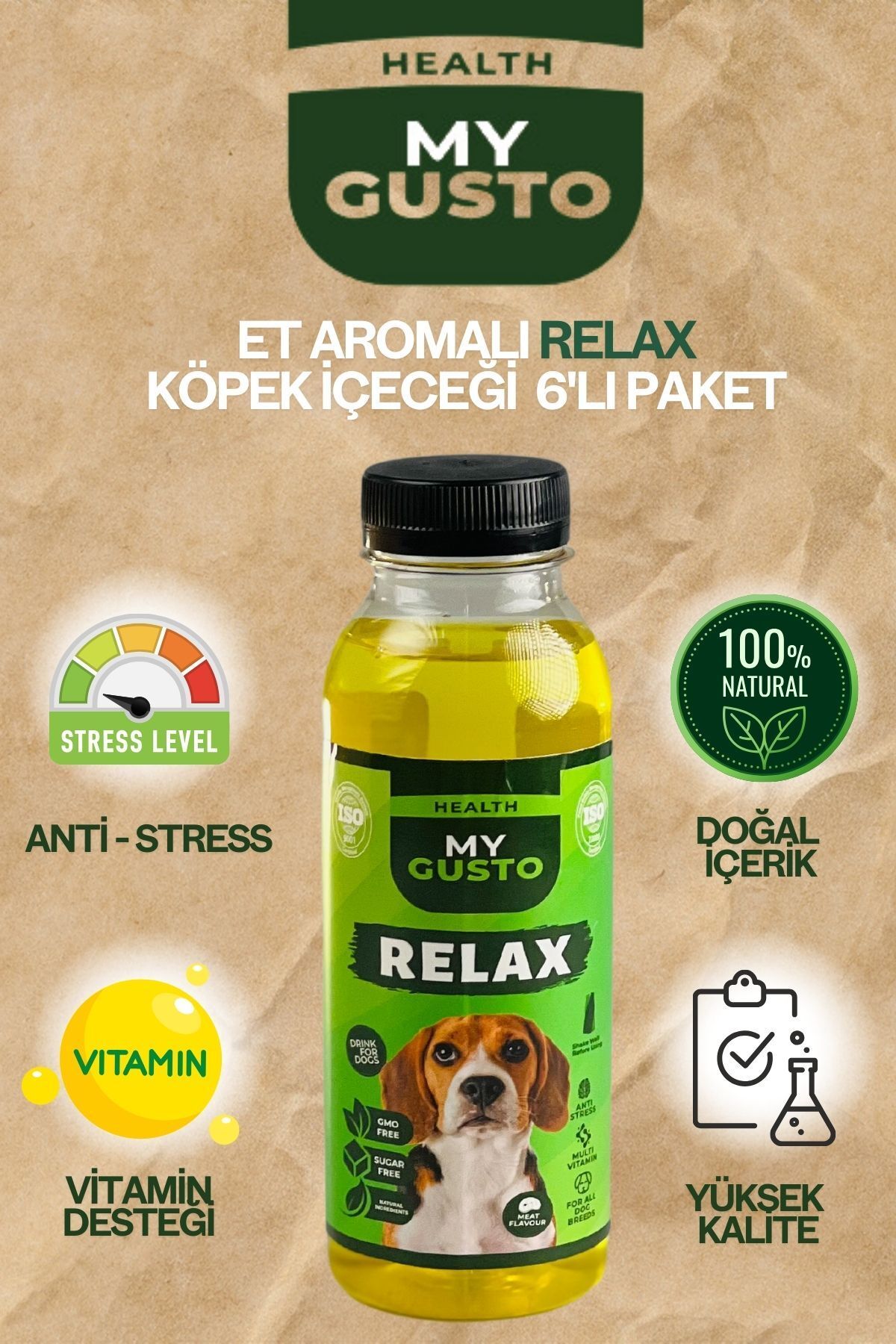 My Gusto Health Et Aromalı Relax Köpek İçeceği 6'lı Paket 300 ml