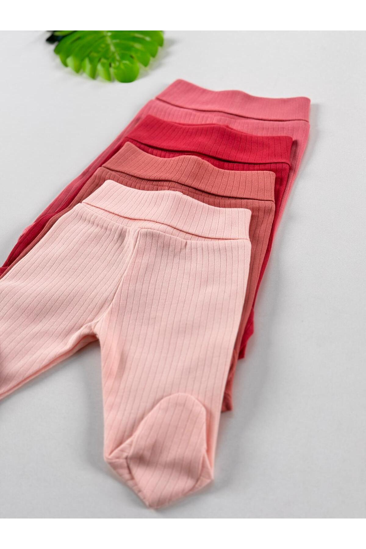 EFU BABY 4'lü %100 Pamuklu Raporlu  Basic Patikli Kız Bebek Pantolon fotoğrafı 4 (önizleme)