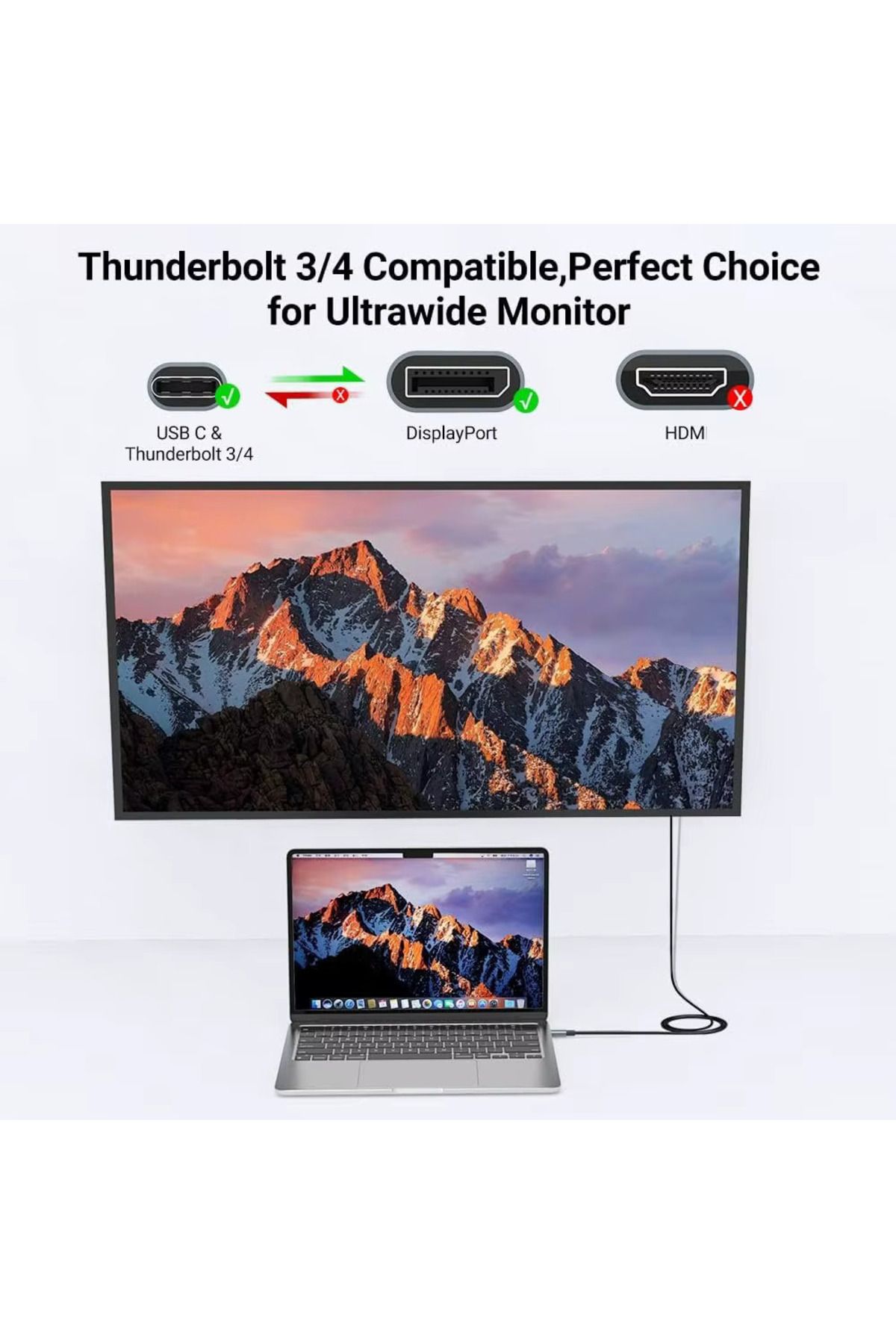 Pmr-2 Meter Type C to Displayport Cable - 8K-60Hz 4K-120 Hz Thunderbolt 3 Compatibility Zr858 3