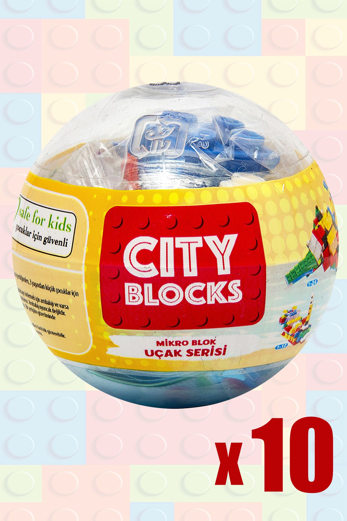 POPKONSOL City Bloks Uçak Serisi Mikro Blok Oyuncak Seti 10 Adet