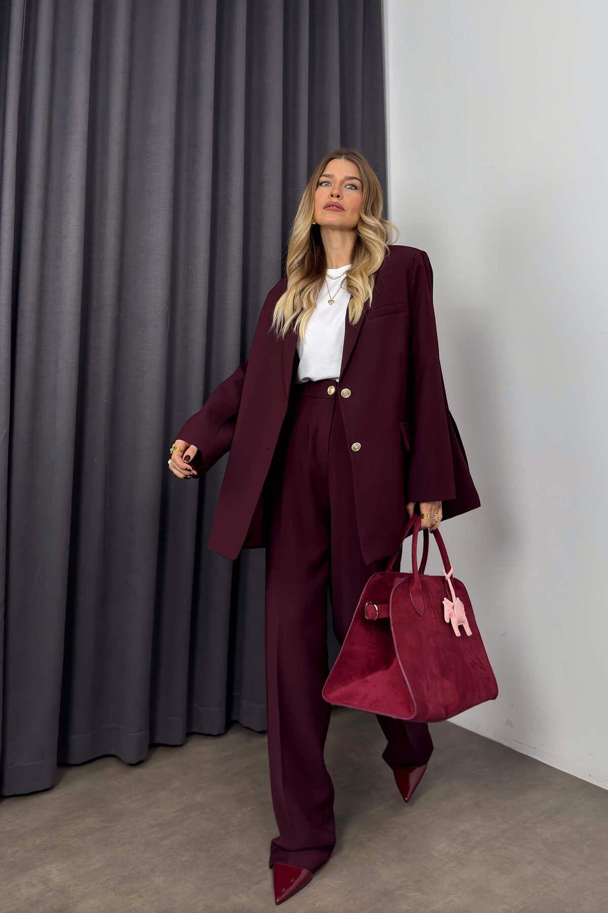 Sue Store-Plum Oversize Jacket Pants Premium Suit 7