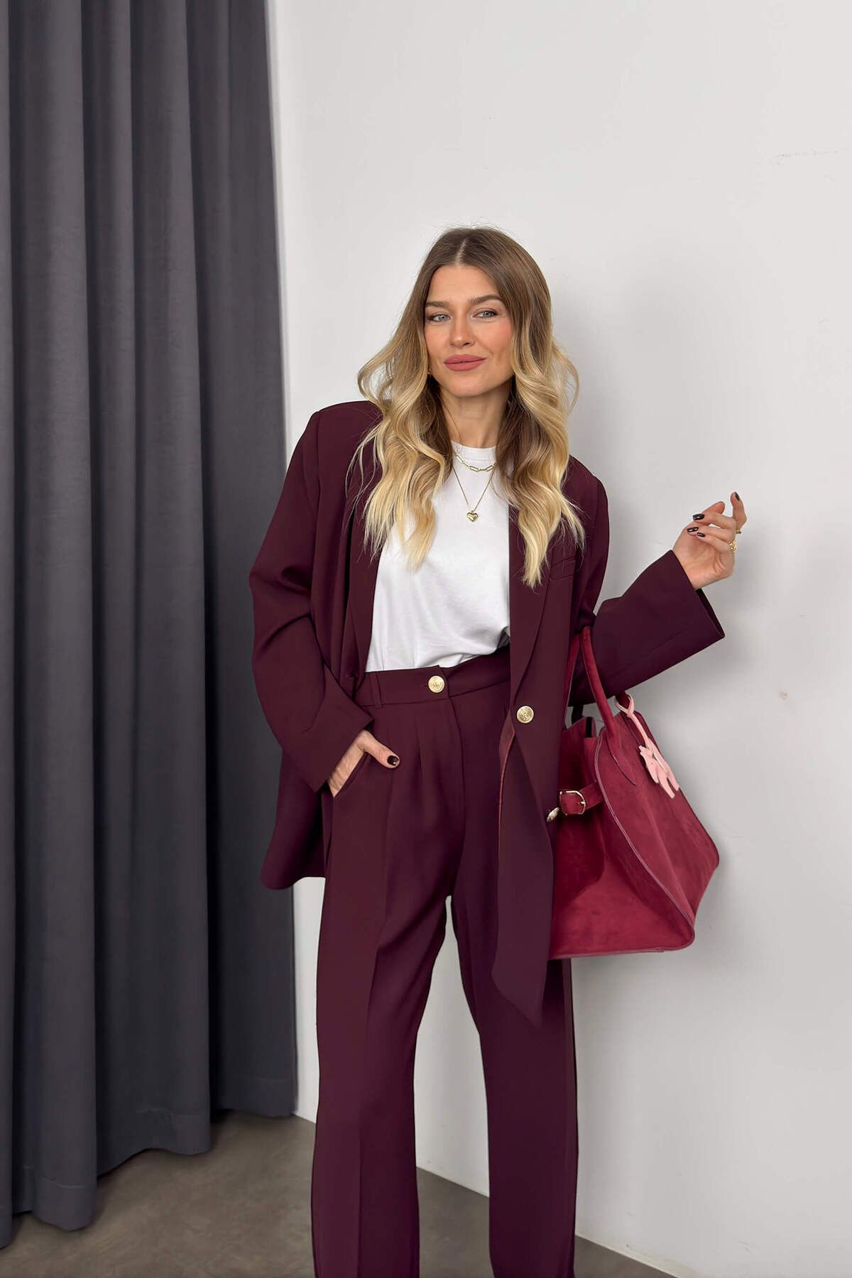 Sue Store-Plum Oversize Jacket Pants Premium Suit 2