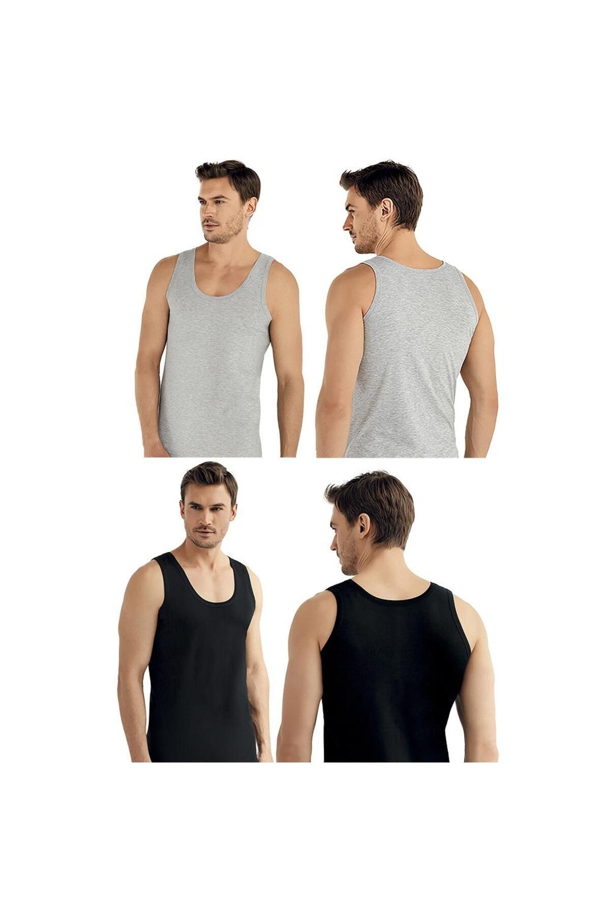 Şahinler-Şahinler E005 6 Pack Men's Cotton 3Grey-3Black Tank Top XL 1