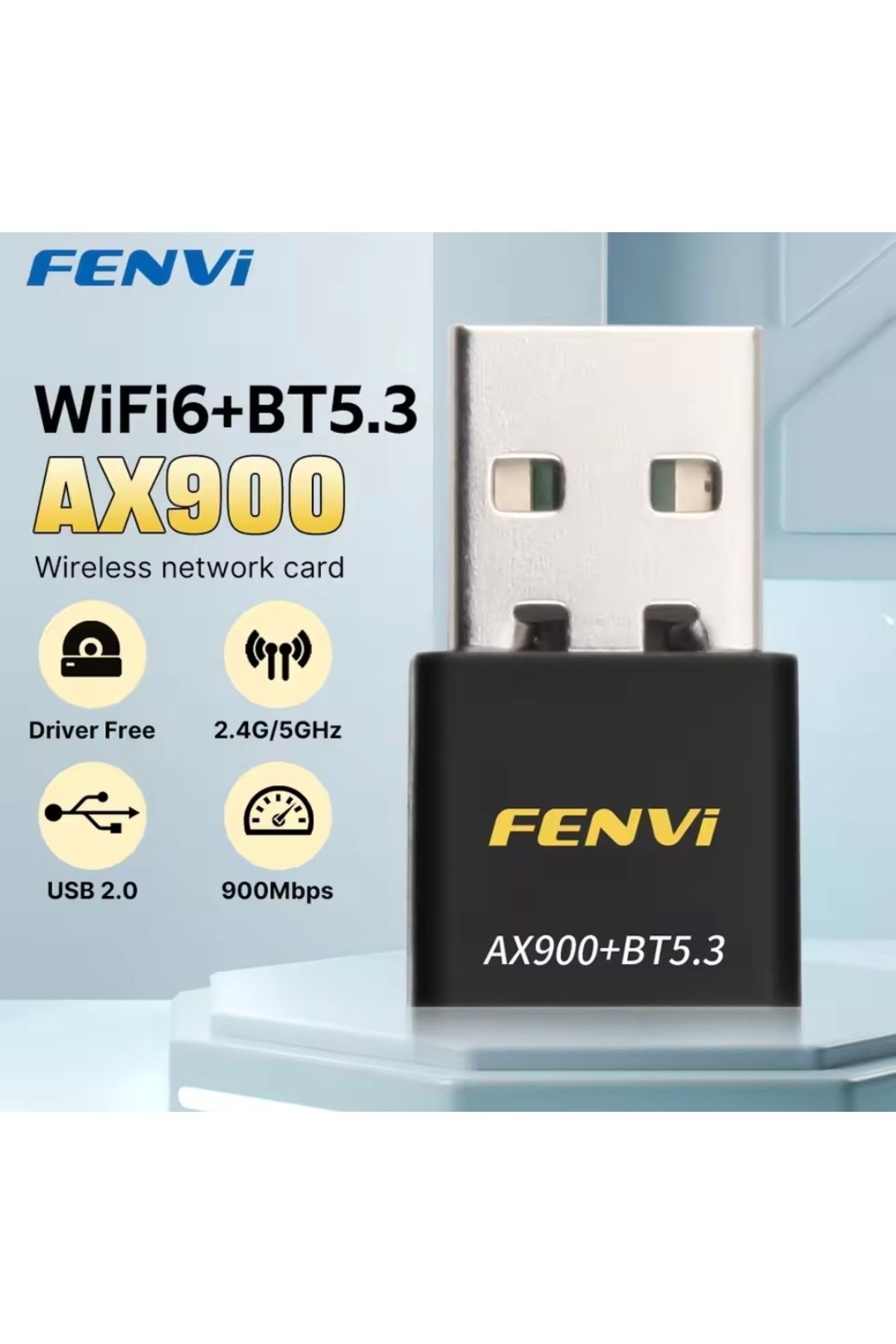 fenvi FENVİ Wifi-6 Wifi+Bluetooth 5.3 Adaptörü Yüksek Çekim CE Sertifikalı 900Mbps/5Ghz/2.4Ghz Uyumlu