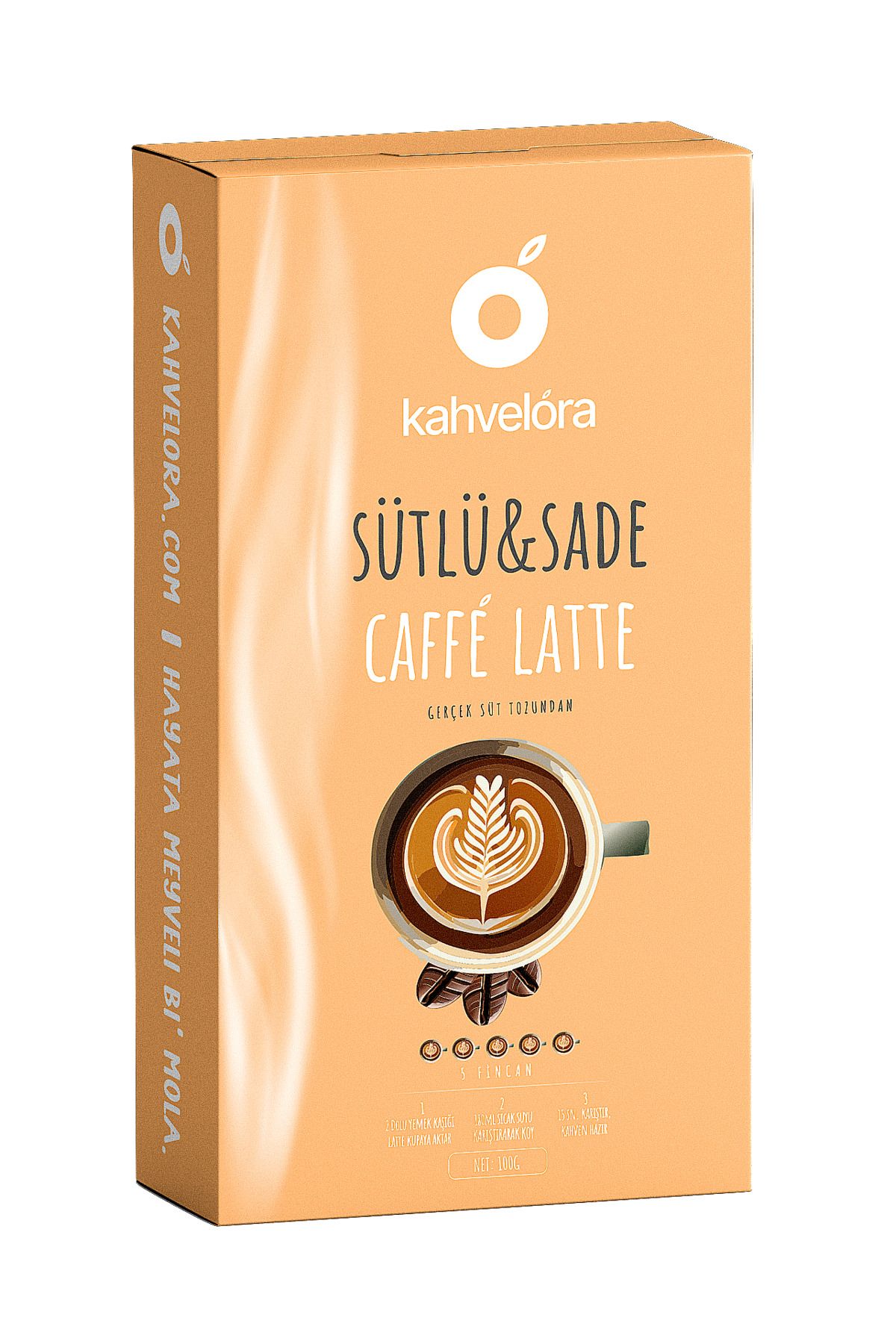 kahvelora 100g Hazır Caffe Latte Sütlü-Sade - Sütlü Köpüklü Bardakta Karıştır Hazır